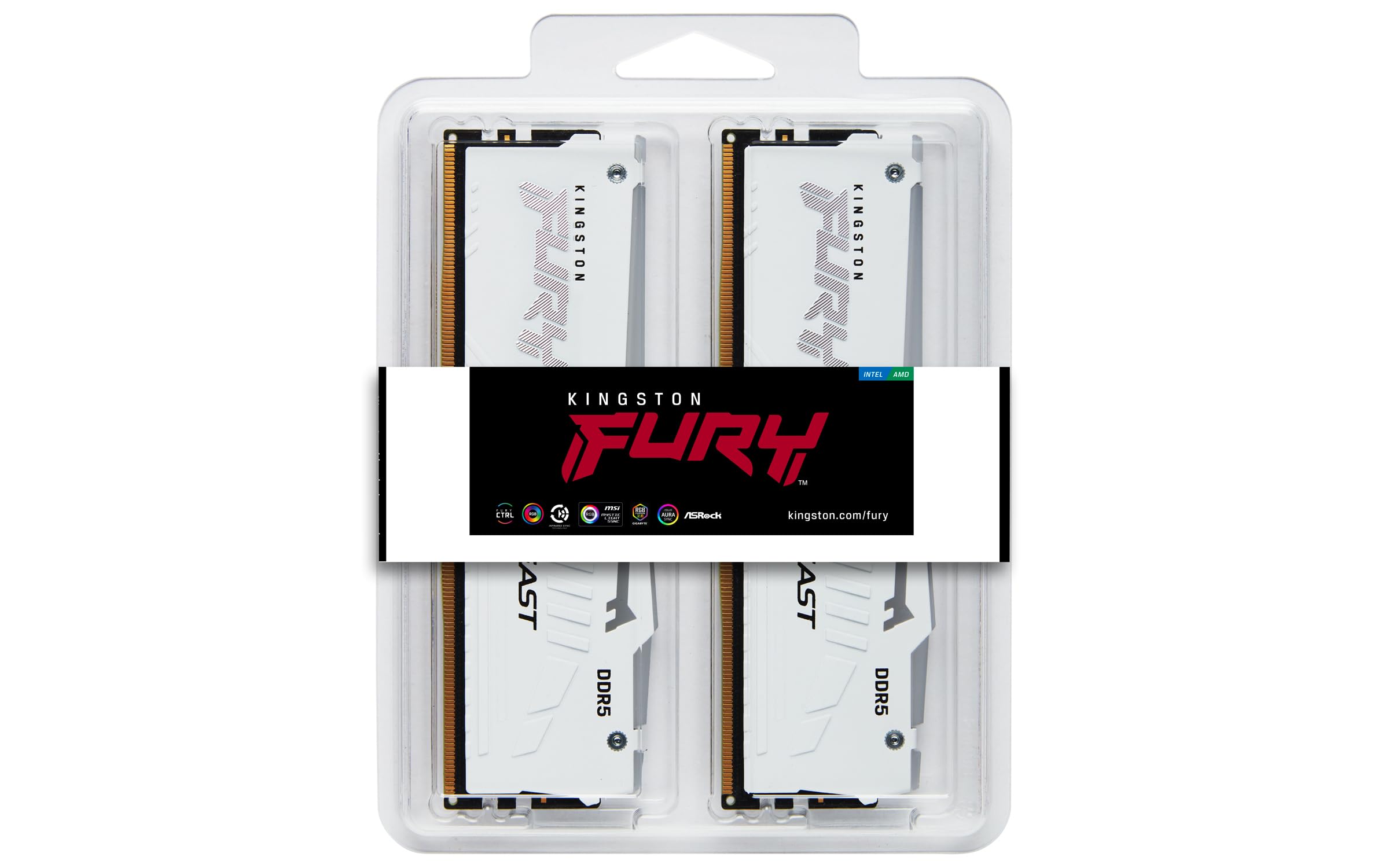Kingston Fury Beast White Rgb Expo 64Gb 6000Mt/S Ddr5 Cl30 Dimm Desktop Gaming Memory Kit Of 2   Kf560C30Bweak2 64