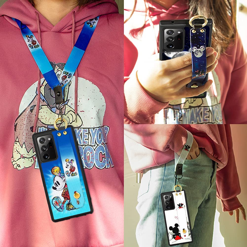 Cuwana Cartoon Case For Samsung Galaxy Note 20 Ultra 5G Case 6.9 Inch Cute Mickey Mouse Cartoon Character Design With Lanyard Wr