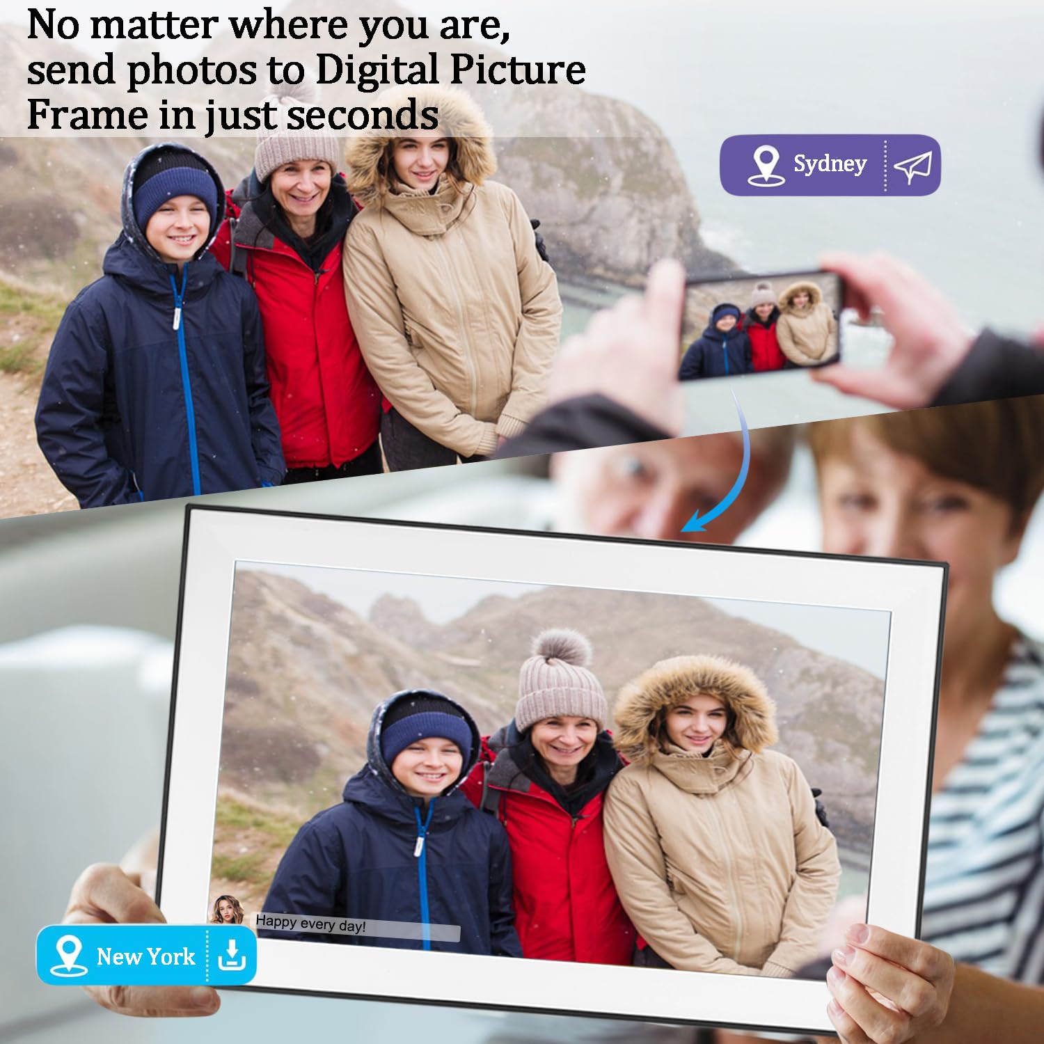 Svlibo 15.6 Inch Wifi Large Digital Picture Frame,1080P Fhd Ips Touch Screen Smart Photo Frame With 32Gb Storage, Easy Setup To