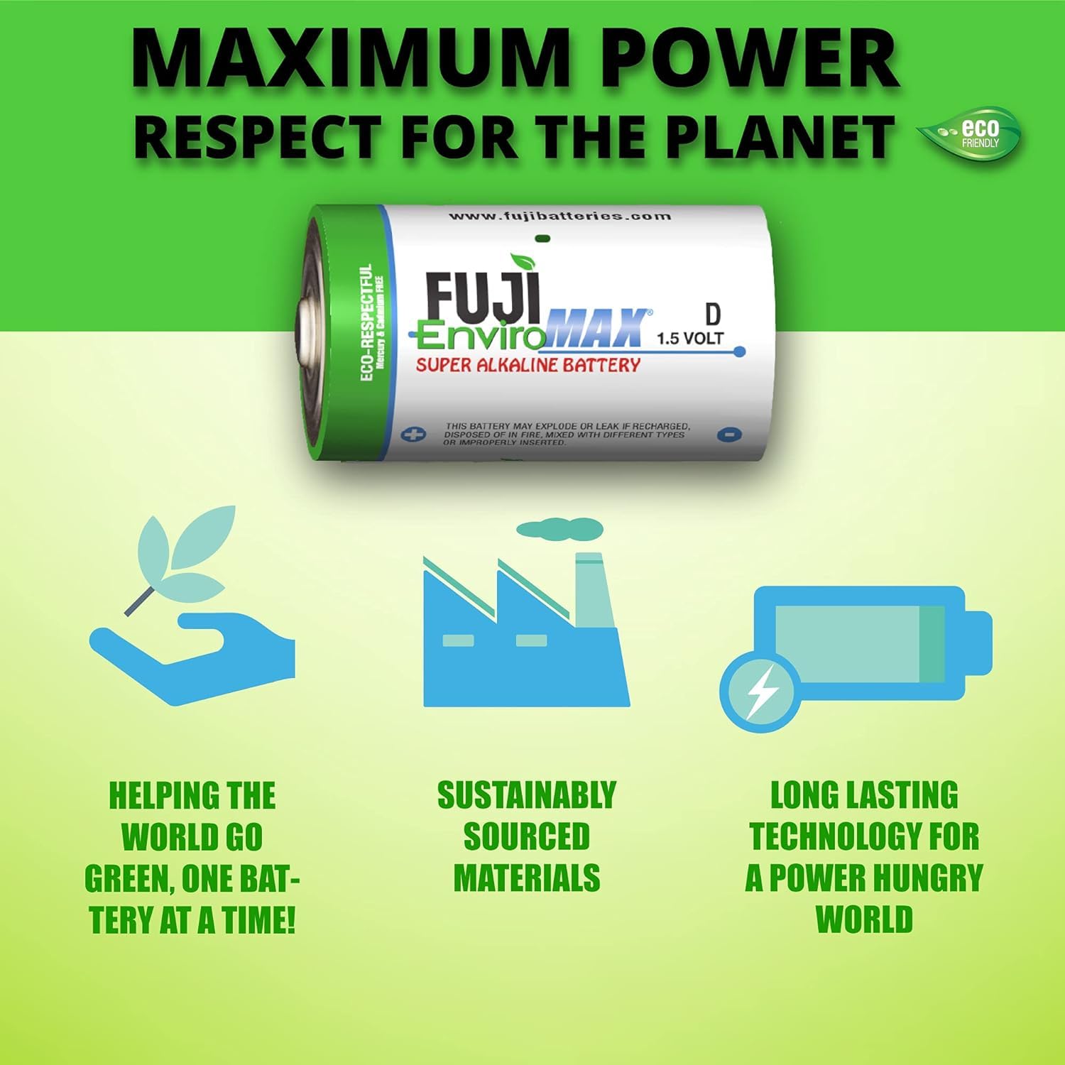 Fuji Enviromax 4100Bp2 Enviromax D Super Alkaline Batteries, 2 Pk, White, 2 Ct