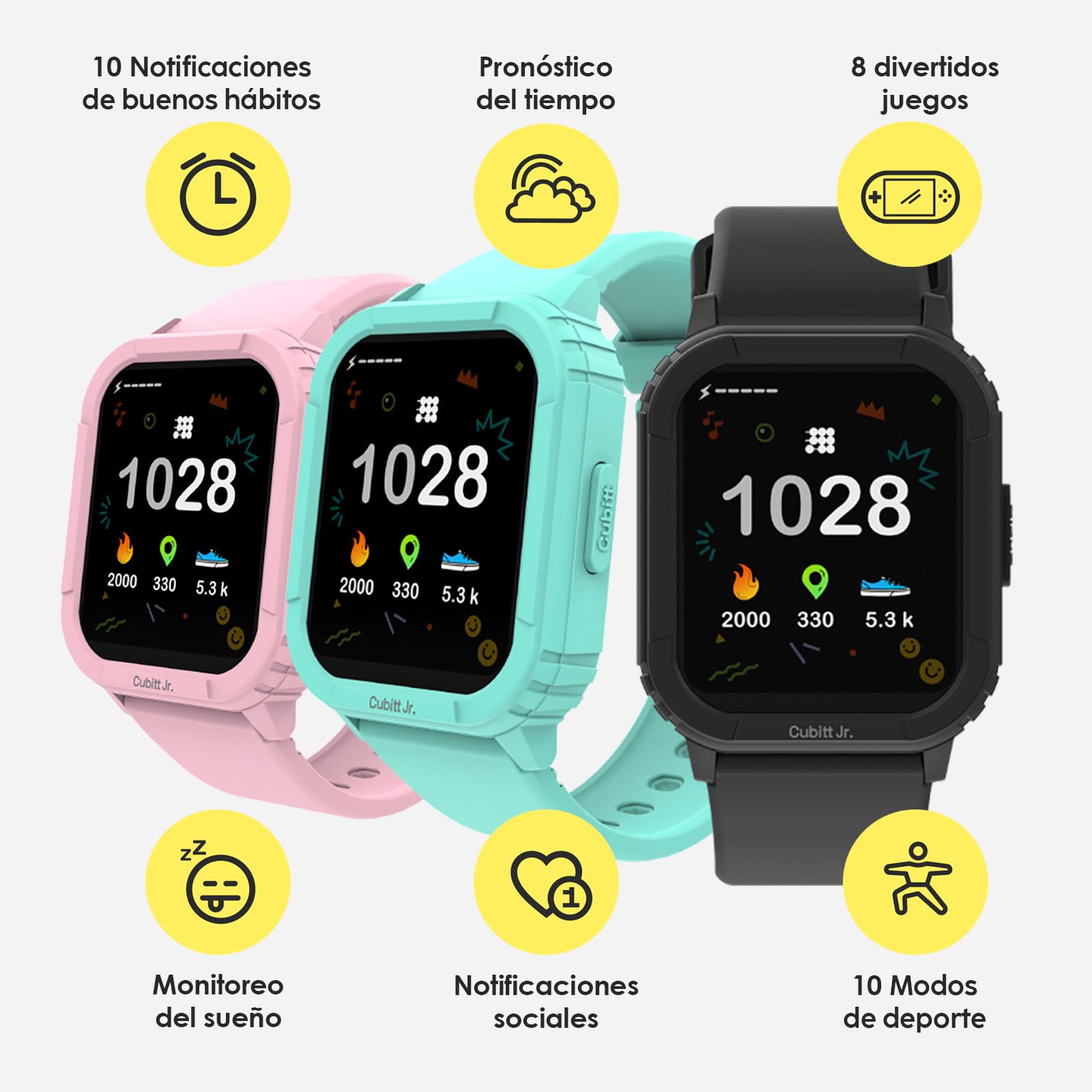 Cubitt Jr Smart Watch Fitness Tracker For Kids And Teens, With Games, Step Counter, Calculator, Sleep Monitor, Heart Rate Monito