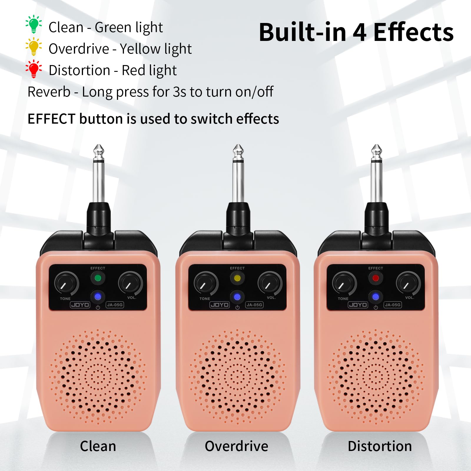Joyo Small Portable Guitar Amp 5W Mini Guitar Amplifier Rechargeable Electric Guitar Amp For Practice With Bluetooth, 4 Effects