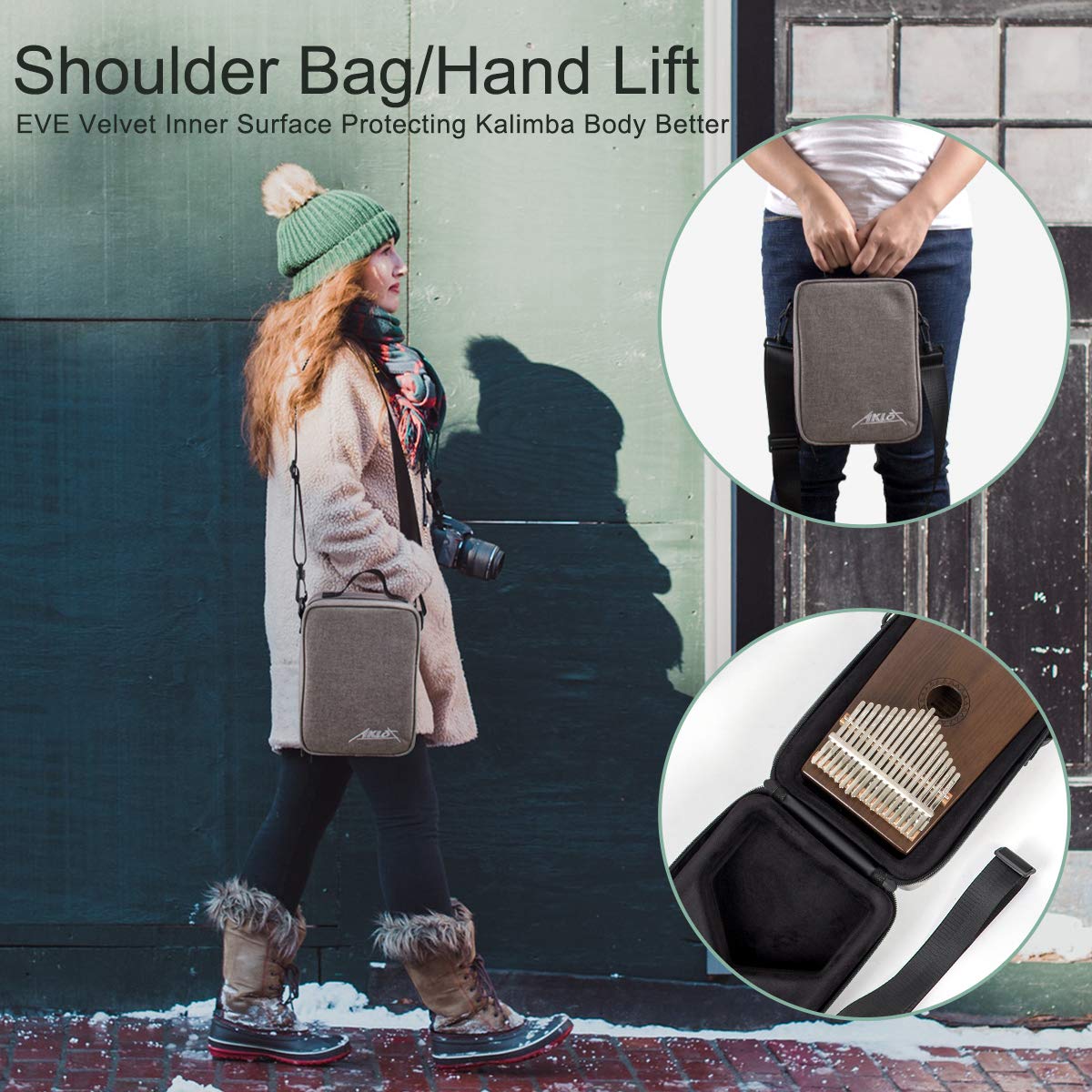 Kalimba Thumb Piano, Aklot 17 Keys Finger Piano Solid Wood Note Carved Starter With Case Tune Hammer Study Booklet Stickers