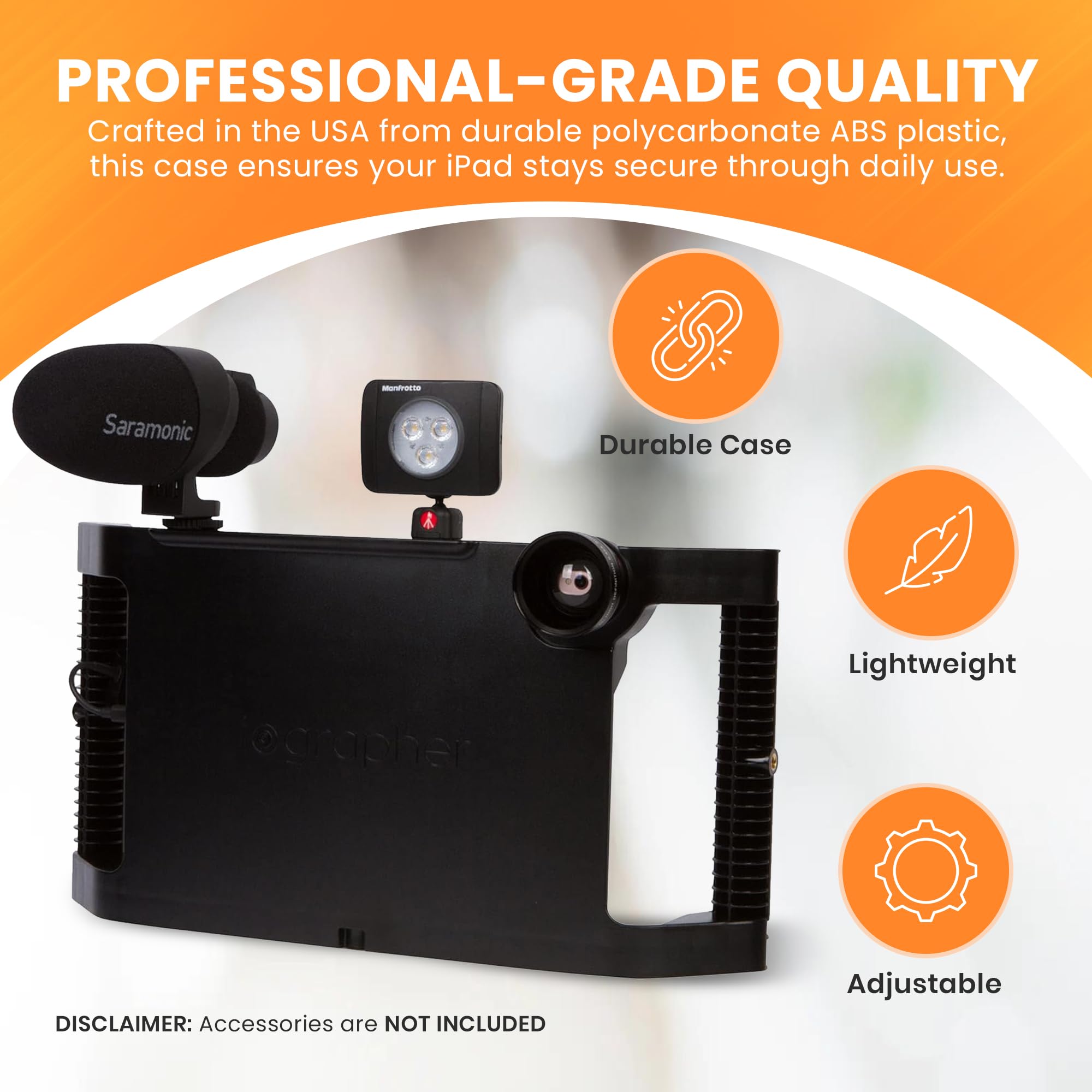 Iographer Ipad Case With Handles For Tripod Compatible W/Ipad 9.7 - Ipad Camera Mount For Ipad Air 1 & 2, Ipad Pro 5Th & 6Th Gen