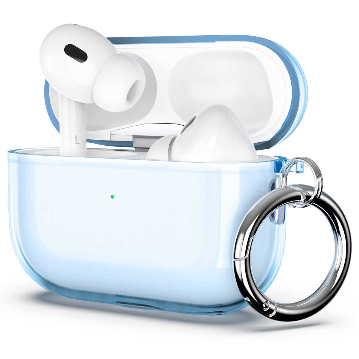 ULAK Compatible Airpods Pro 2nd Generation Case Clear, Design Soft TPU Airpods Pro 1st/2nd Generation Case Cover 2022/2019 with Ring Keychain Shockproof Protecitve Cover for AirPods Pro, Light Blue