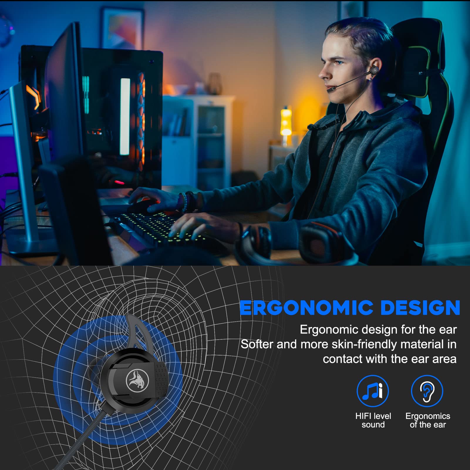 Bluefire 3.5 Mm Gaming Headphone Wired Gaming Earphone Noise Cancelling Stereo Bass E Sport Earphone With Adjustable Mic For Ps4