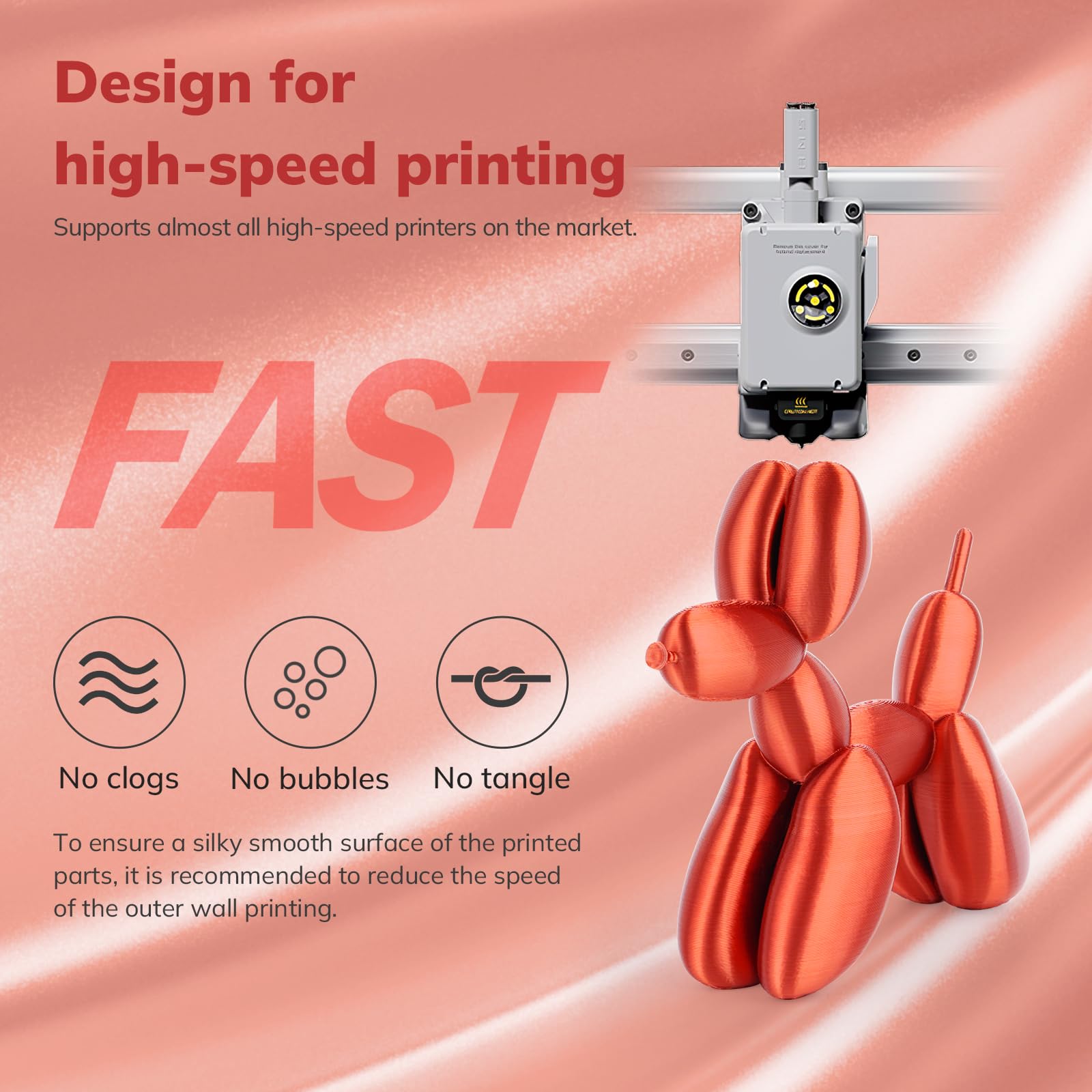 Amolen Silk Pla 3D Printer Filament, Shiny Silk Red Copper Pla Filament 1.75Mm, High Speed 3D Printing Pla Filament For Most 3D