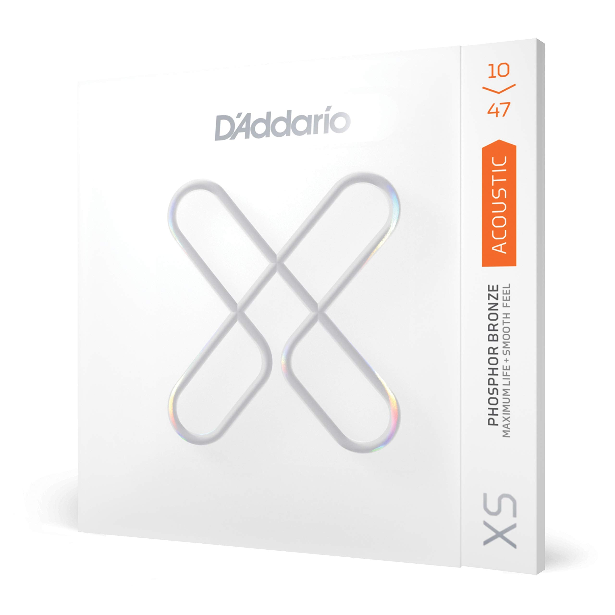 DAddario Acoustic Guitar Strings, XS Phosphor Bronze Coated, XSAPB1047, Extra Light Gauge 10-47, 6-String Set, Pack of 1