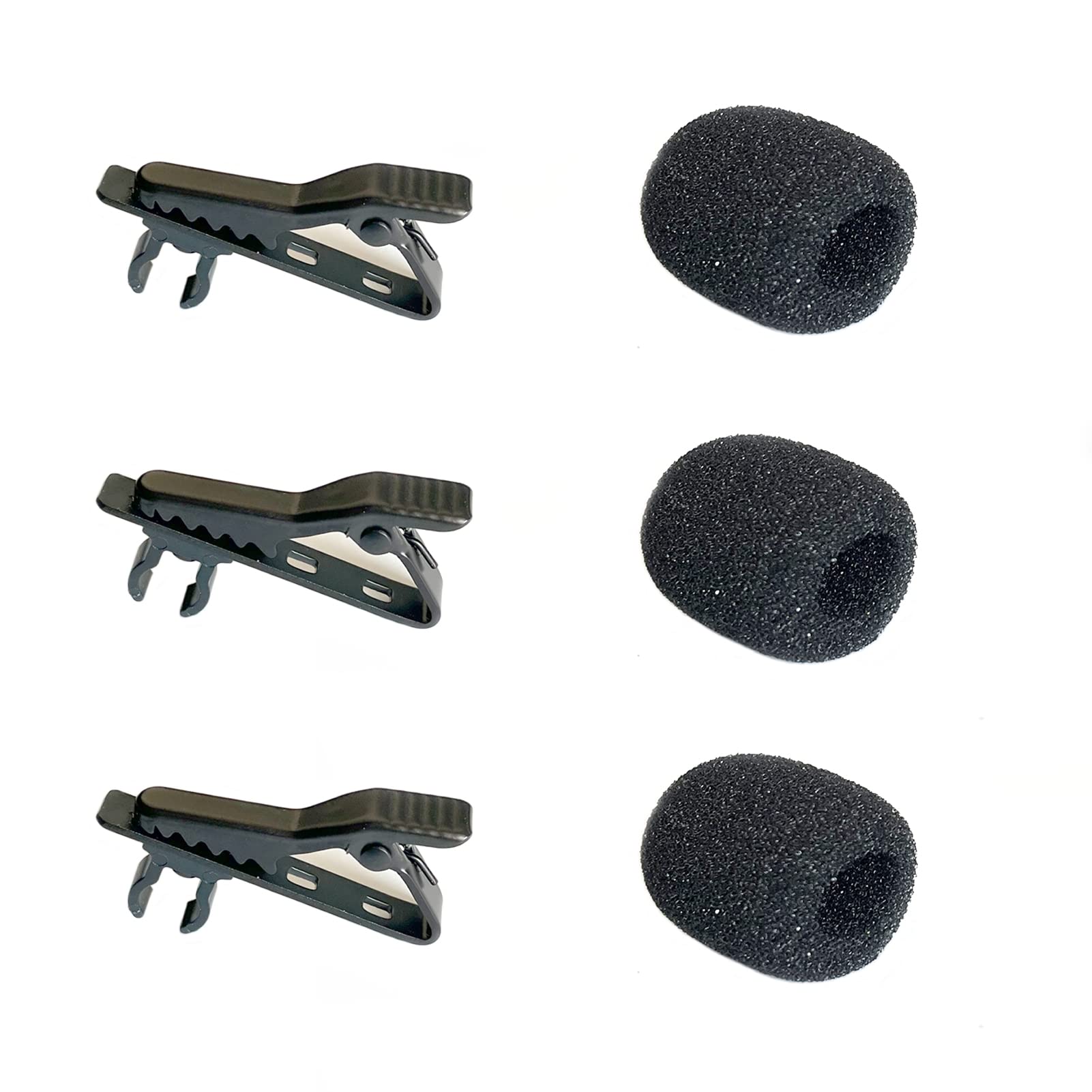 Luwigs 3Pcs Lavalier Microphone Metal Tie Clips With 3Pcs Lapel Mic Windscreen Foam Covers, Lapel Microphone Replacement Kit, Me