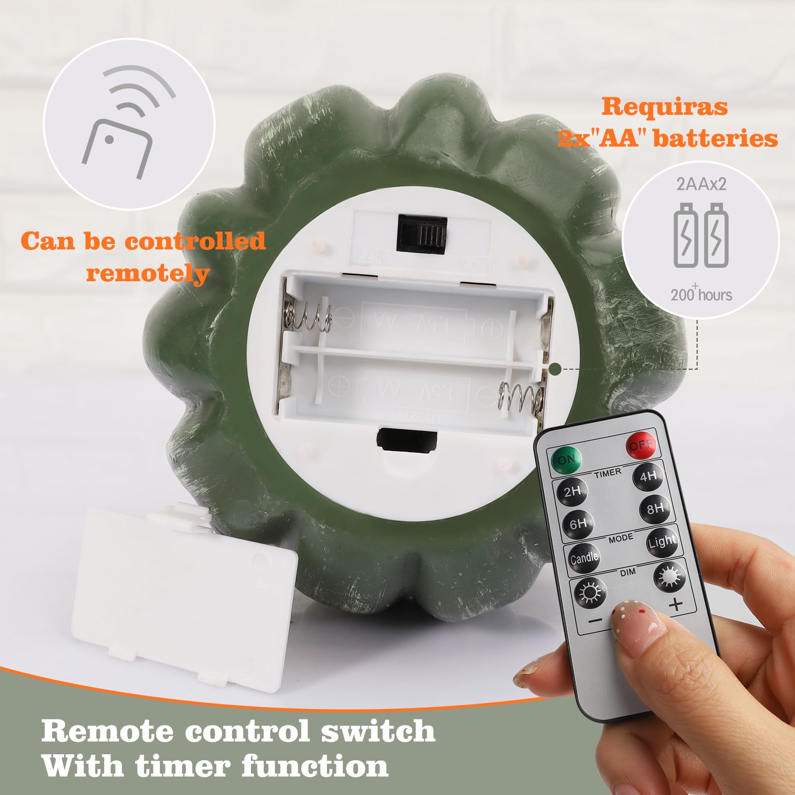 Rgqsun [Timer] Fall Pumpkin Flameless Candles Flickering Led Candles Battery Operated Pumpkin Lights Fall Table Decor For Home,H