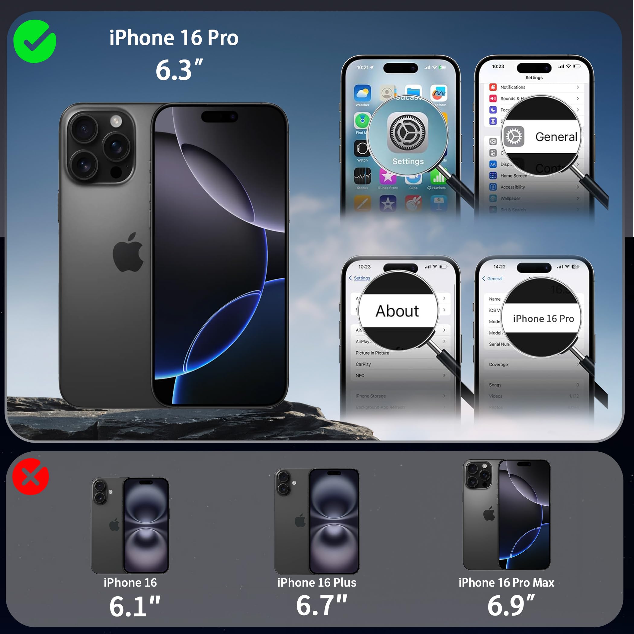 Cacoe Magnetic Case For Iphone 16 Pro 6.3 Inch With 360 Rotatable Ring Stand, Compatible With Magsafe Car Phone Mount, Cases Cov