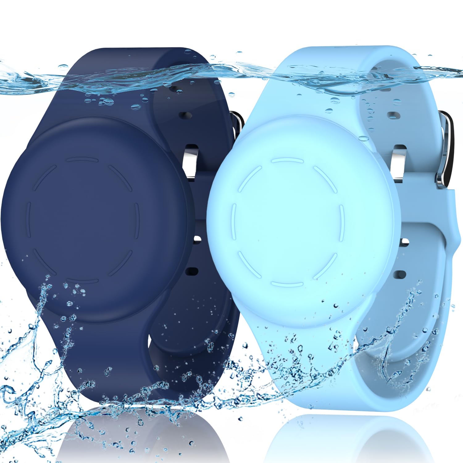 R-fun Waterproof for Air Tag Bracelets [2 Pack] Compatible with Apple Air Tag Finders with Soft Silicone,Anti Lost GPS Item Find