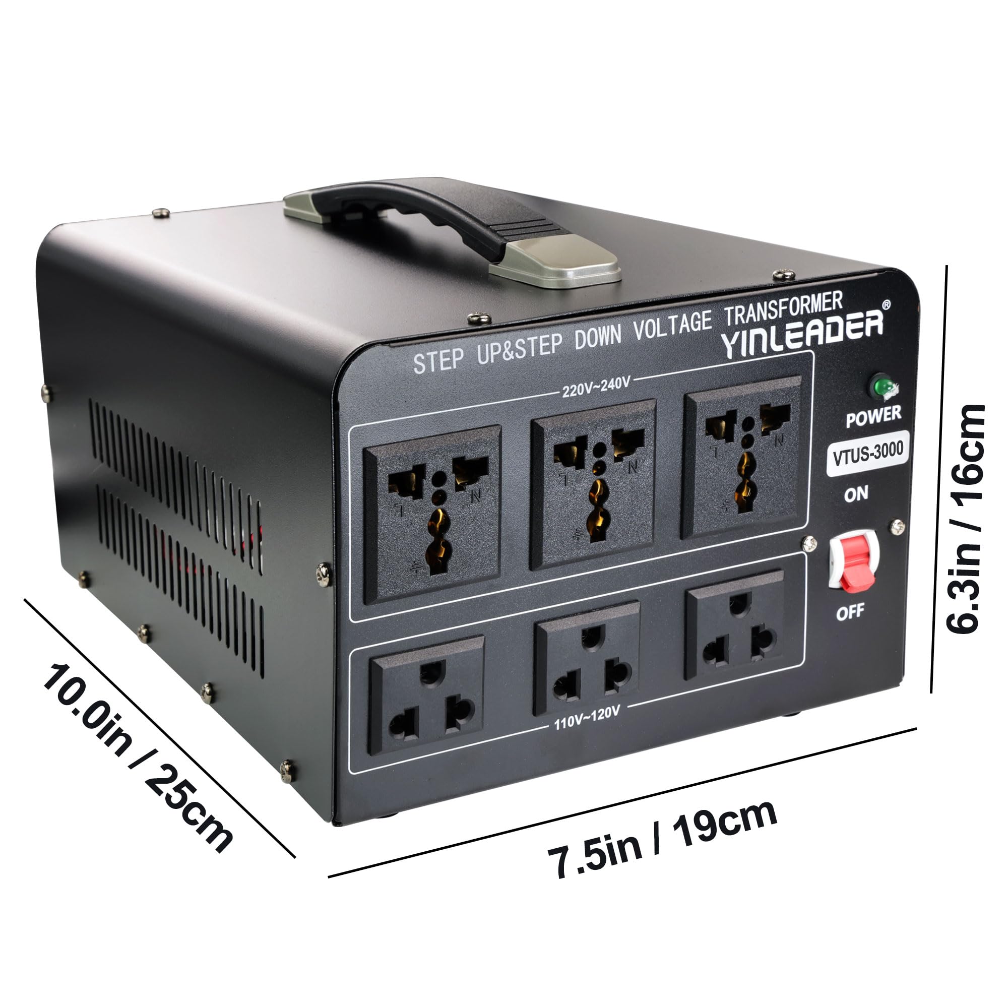 Yinleader Voltage Converter Transformer(110V To 220V, 220V To 110V) Step Up/Down Transformer Converter 110/120 Volt   220/240 Vo