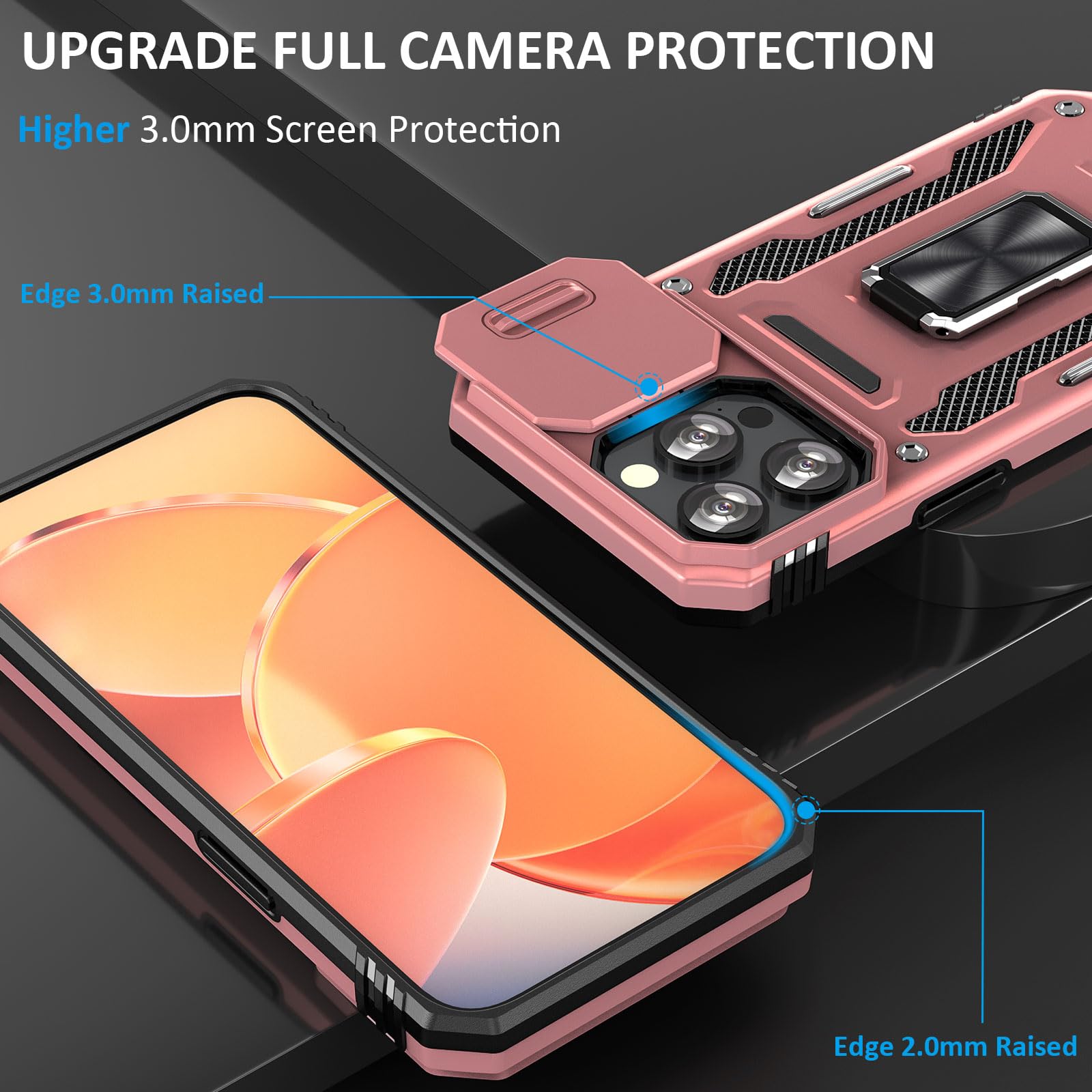 Sefing Phone Case For Iphone 15 Pro Max Case Iphone 15 Pro Max Phone Case With Camera Cover, With Ring Holder Kickstand, With Ma