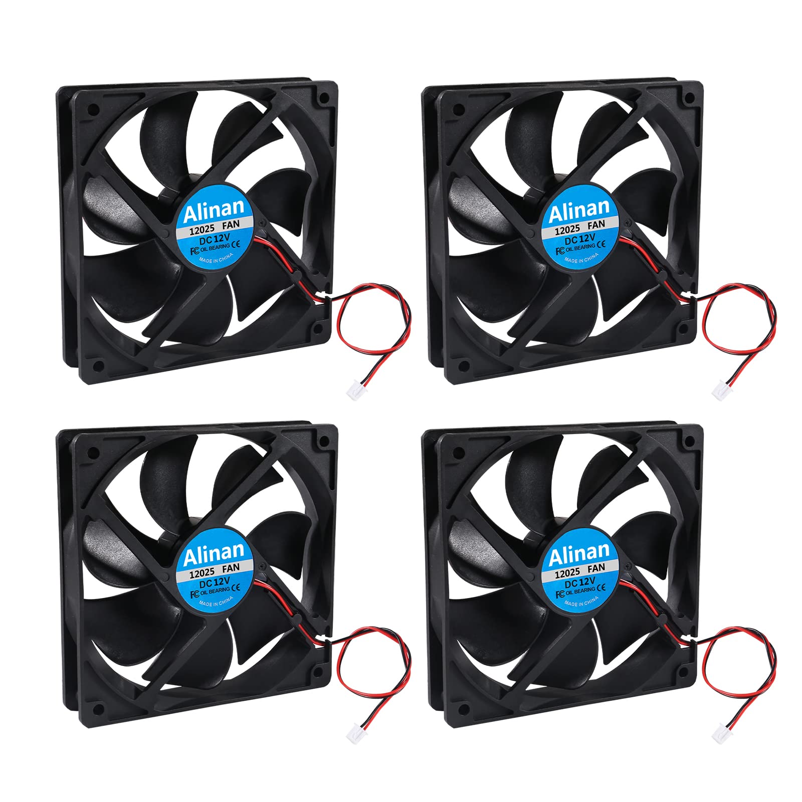 Alinan 4Pcs 12025 12V Fan 120X120X25Mm 2 Pin Sleeve Bearing Brushless Dc Cooling Fan 3D Printer Cooling Fan Computer Fan