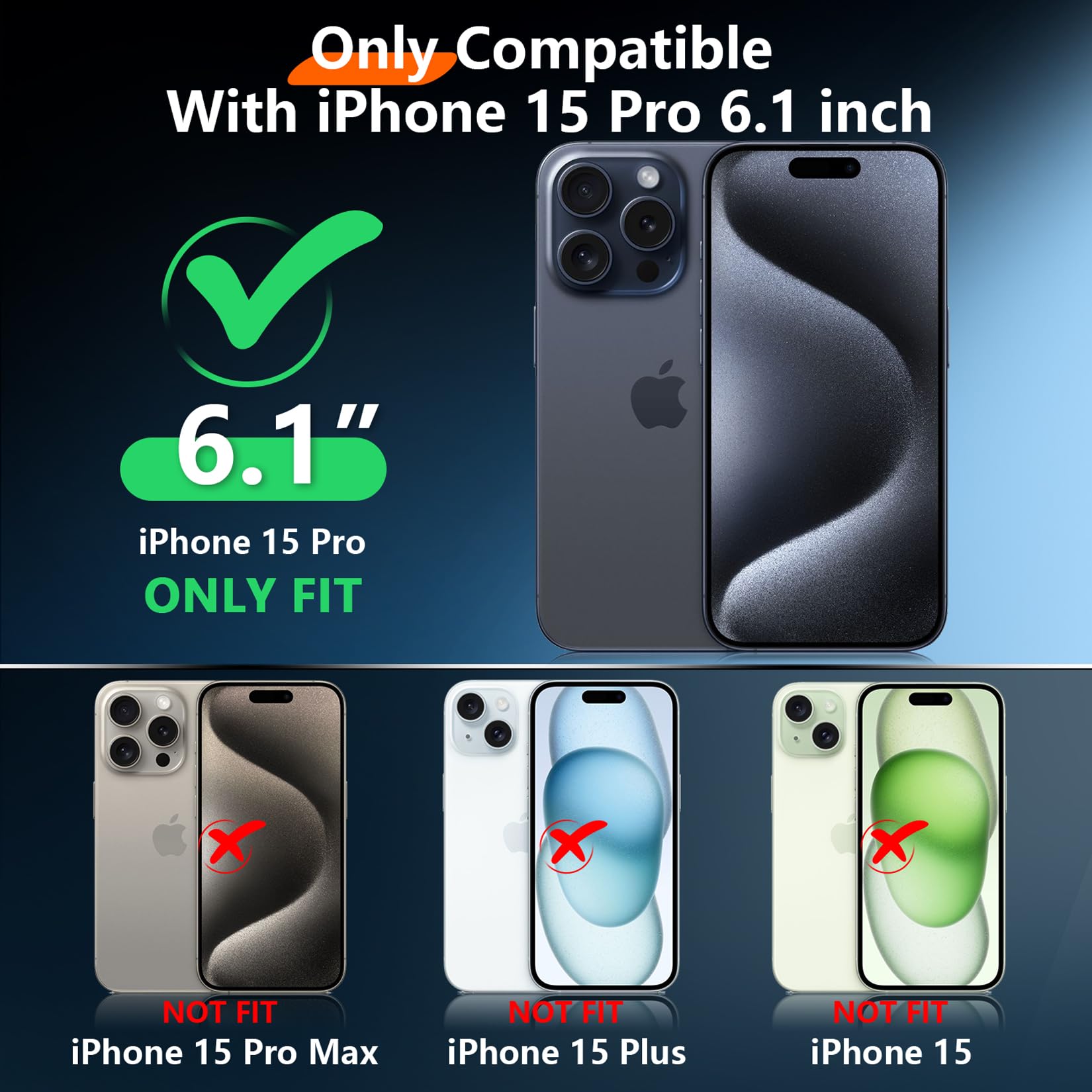 Red2Fire Designed For Iphone 15 Pro Case Clear, [2Pcs Glass Screen Protector + Camera Protector][Military Grade Drop Protection]