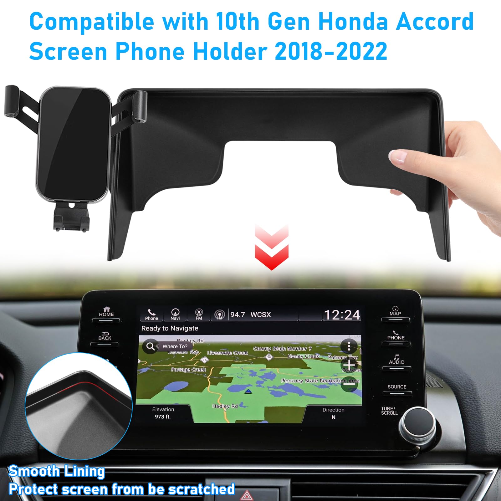 Apeser Compatible With Honda Accord Phone Mount 2018 2019 2020 2021 2022,10Th Gen Accord Phone Holder For 8 Inch Navigation Scre