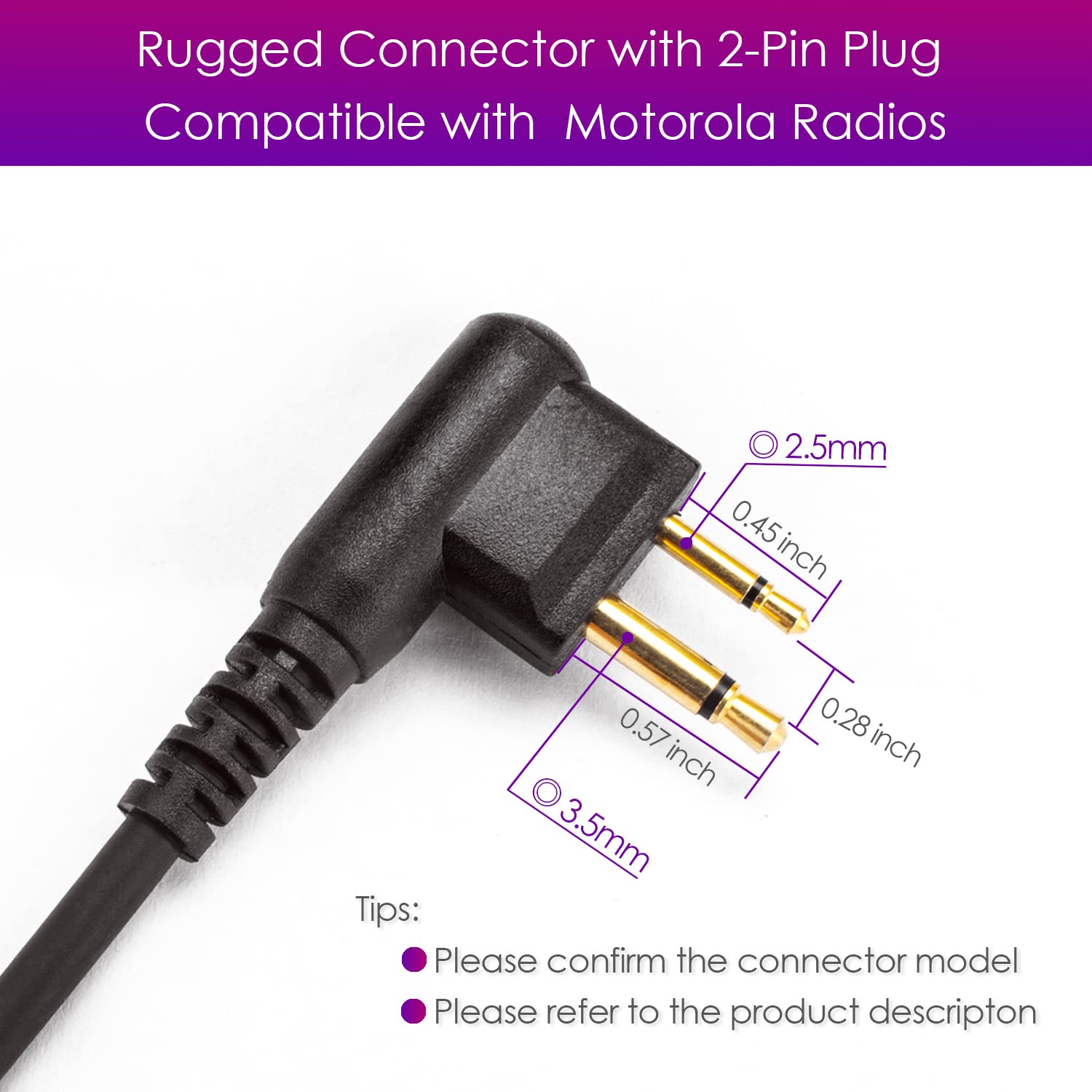 Speaker Mic For Motorola Radio, 2 Pin Shoulder Microphone Compatible With Motorola Radios Bpr40 Cp200/200D/200Xls Cp185 Cls1410
