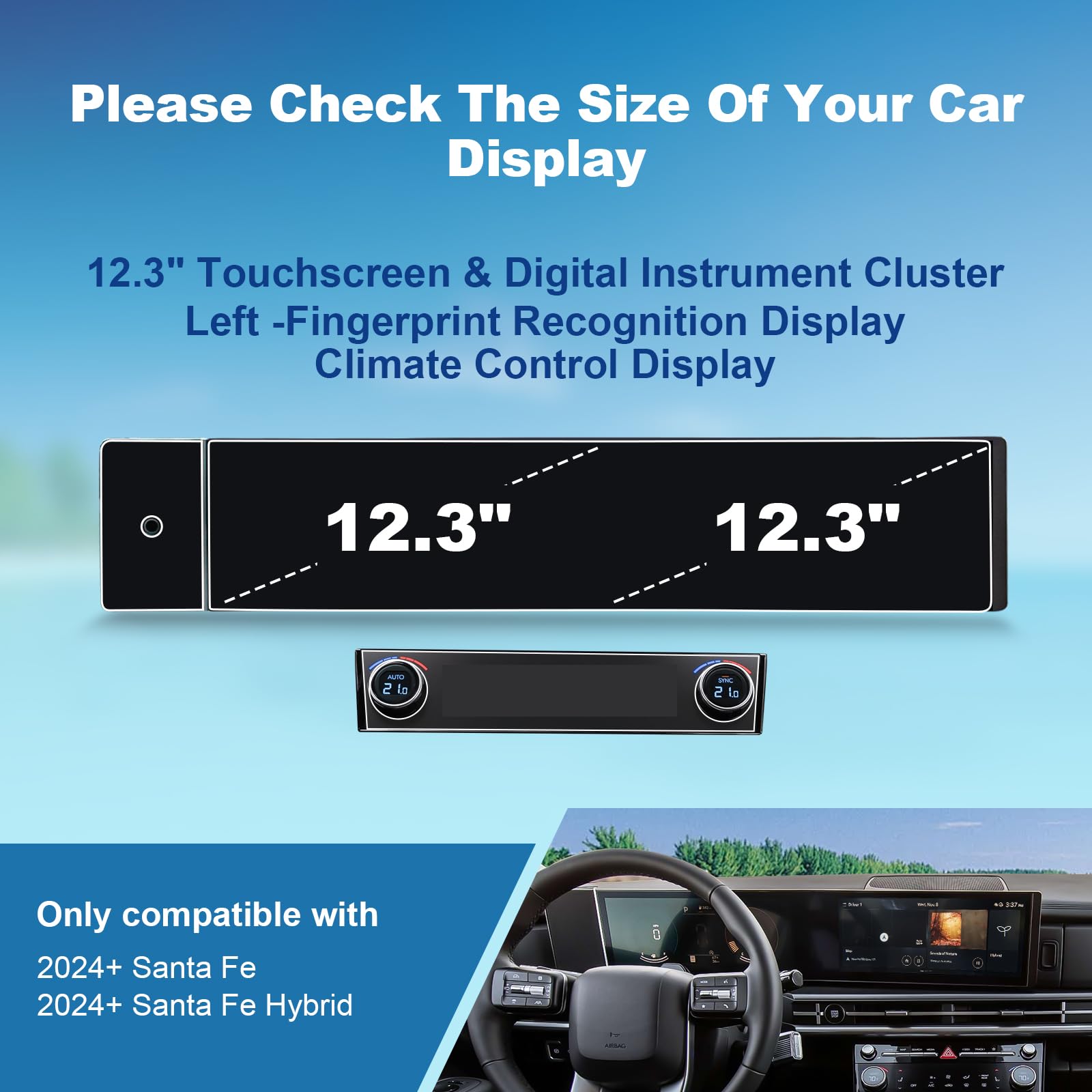 Coleya (6Pcs) 2024 Santa Fe Screen Protector For Hyundai Santa Fe Display (12.3Inch Touchscreen&Left Fingerprint Recognition&Air