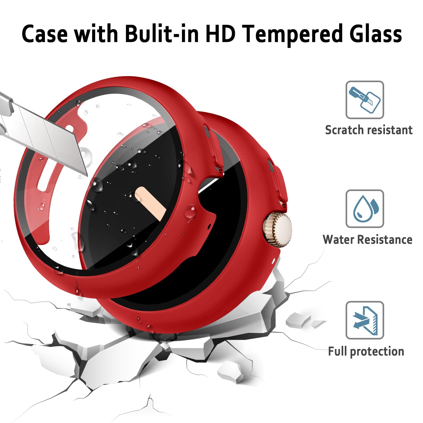 3 Pack Cases For Google Pixel Watch 3 2 1 Screen Protector 41Mm,Hard Pc Frame With Tempered Glass Face Bumper Compatible With Go