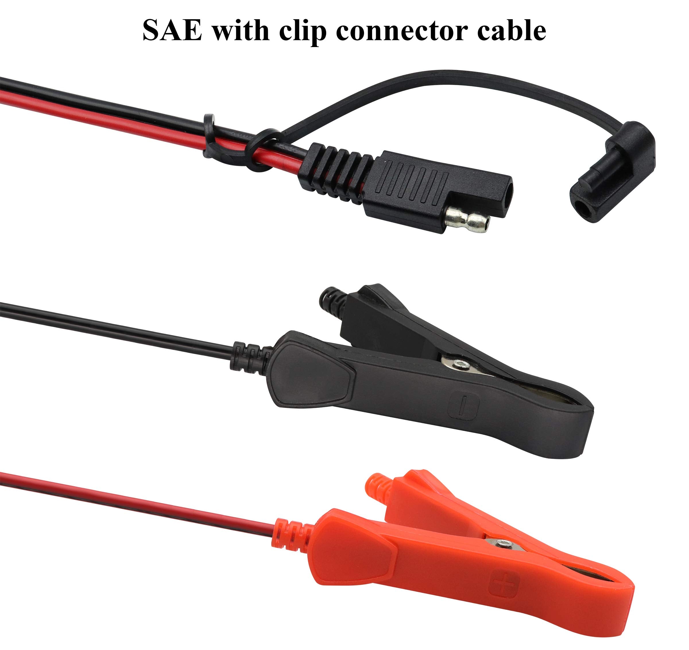 Aaotokk Sae Extension Cable 16 Awg Wire Harness Sae To Battery Alligator Crocodile Clip12V Dc Extension Cord With Switch Quick C