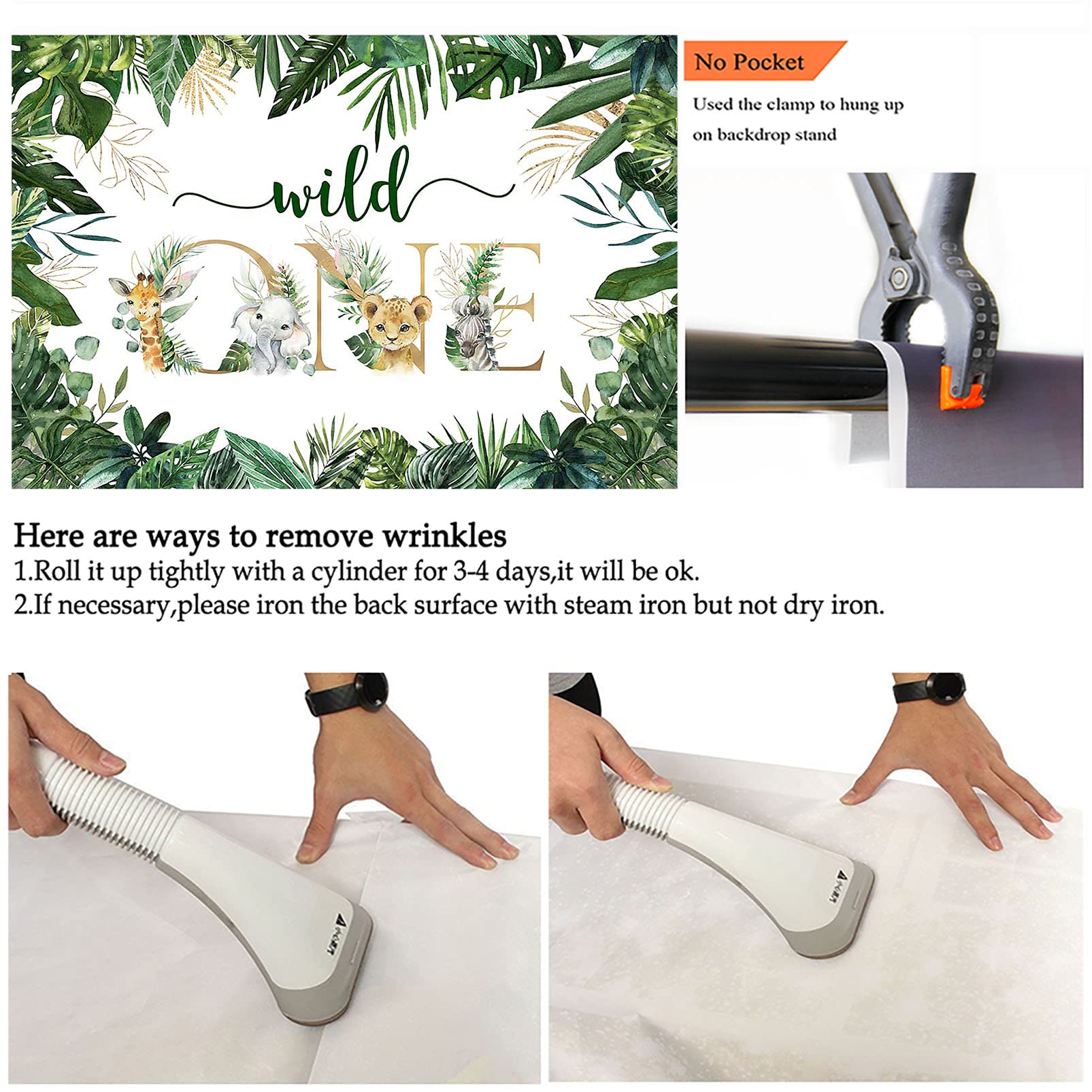 Avezano Safari Wild One Backdrop For Boy Jungle Animal First Birthday Party Photography Background Green Gold Wild One 1St Birth