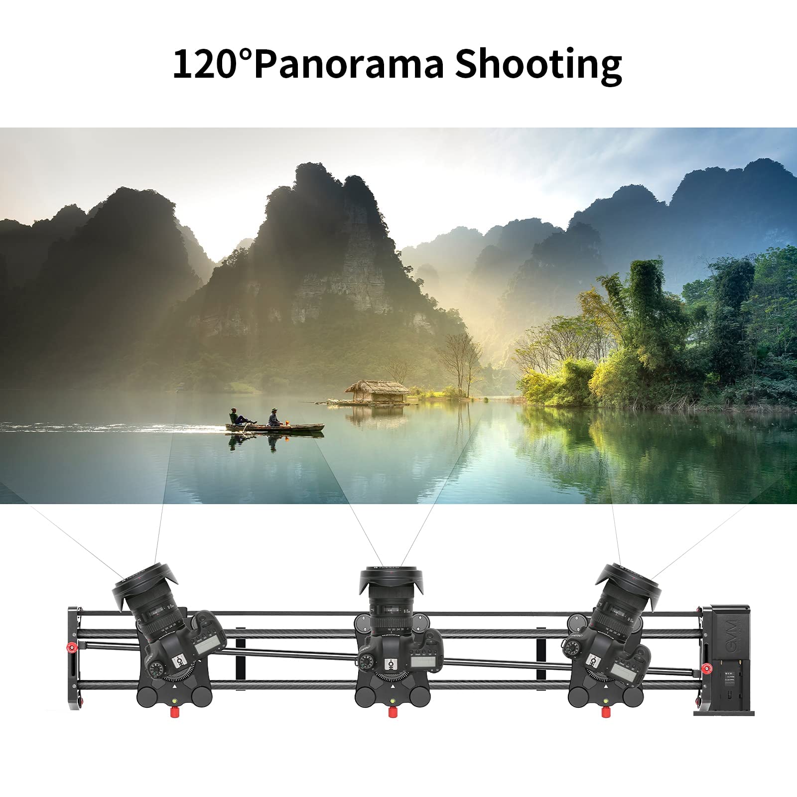 Gvm 48 /120Cm Motorized Camera Slider, App Professional Carbon Fiber Dolly Rail Camera Slider, Motorized Time Lapse And Video Sh