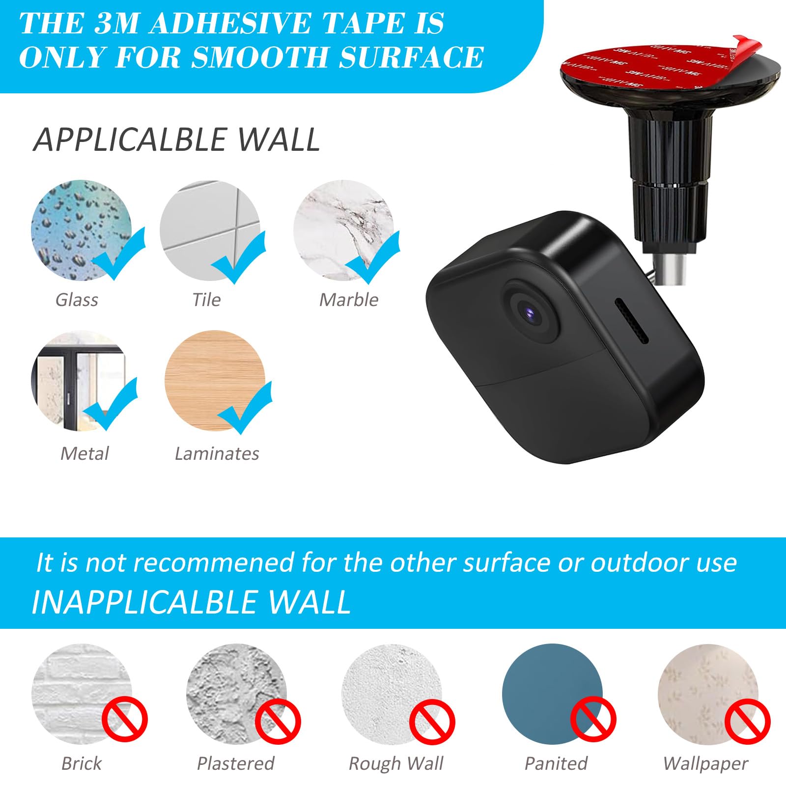 Ragnaros 3Pcs Wall Mount Bracket For Blink Outdoor 3Rd & 4Th Gen, 360 Degree Adjustable Strong Adhesive Mount, 2 Ways Installati