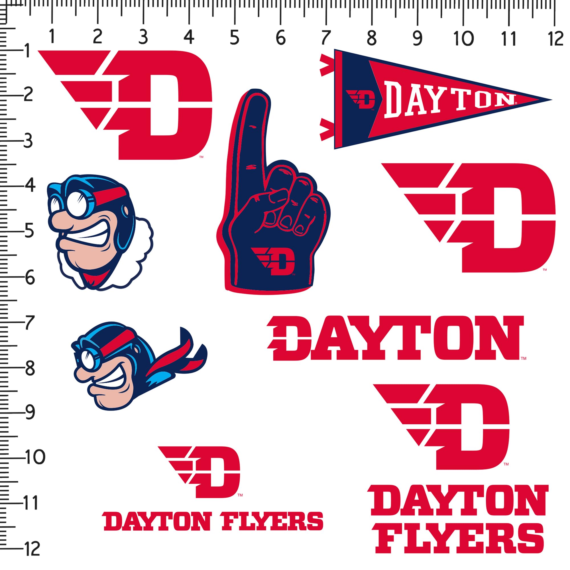 University Of Dayton 9Ct Vinyl Large Deluxe Stickers Variety Pack   Laptop, Water Bottle, Scrapbooking, Tablet, Skateboard, Indo