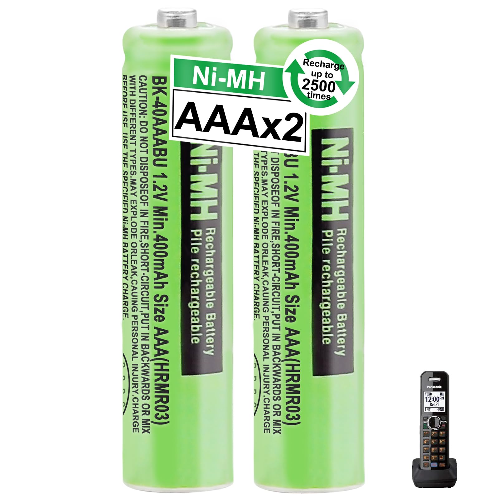 OSIM 2Pack BK-40AAABU Ni-MH AAA Rechargeable Batteries 1.2V AAA Ni-MH Rechargeable Batteries 400mah for Panasonic Cordless Phone