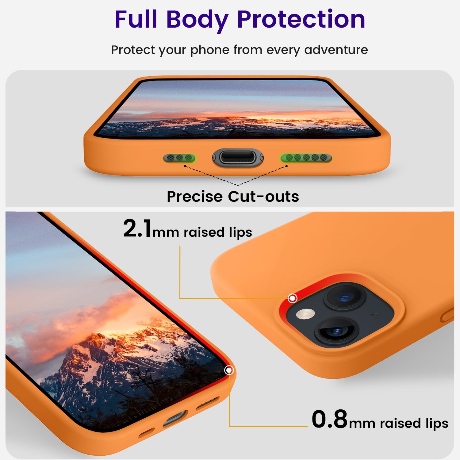 Otofly Designed For Iphone 14 Case, Silicone Shockproof Slim Thin Phone Case For Iphone 14 6.1 Inch (Orange)