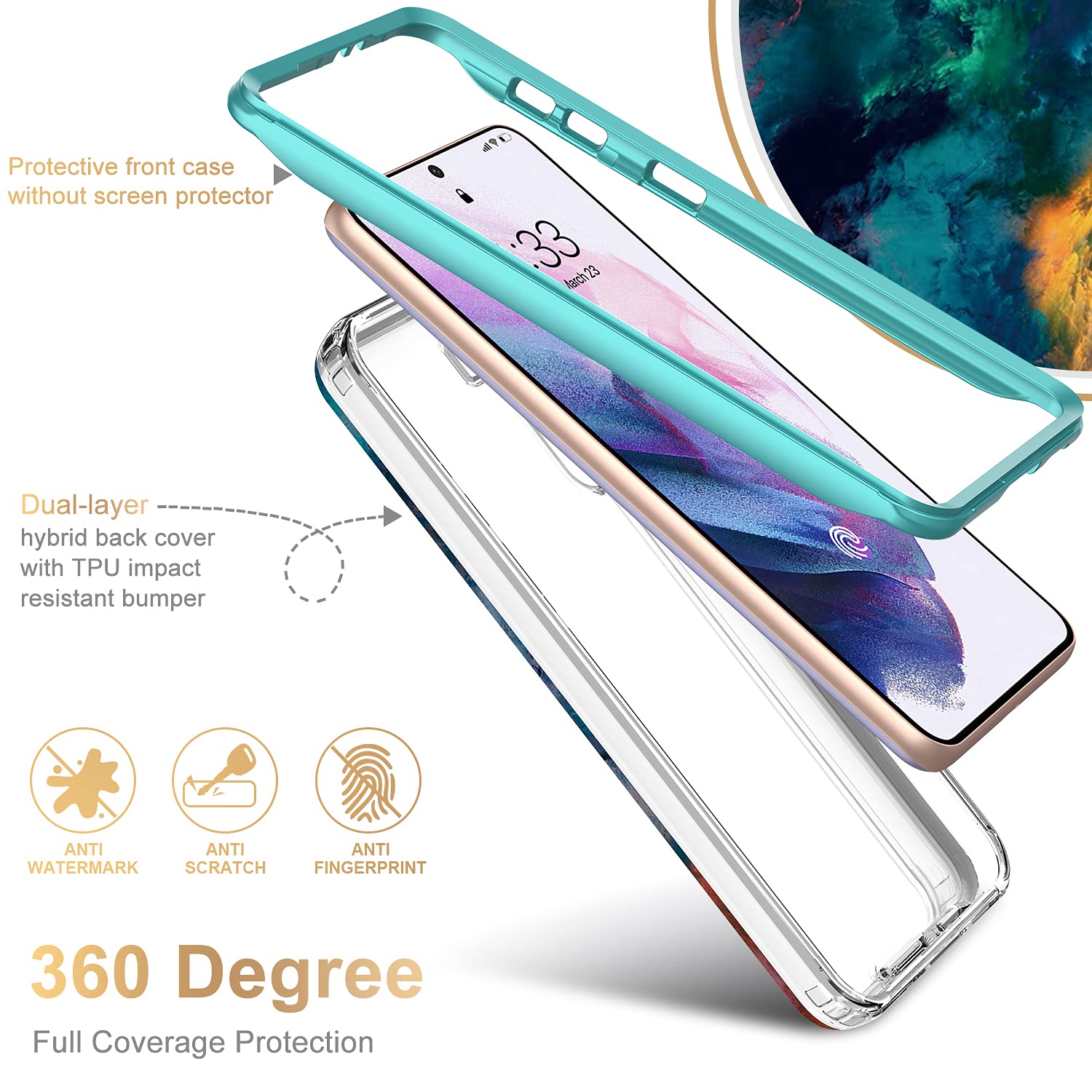 Esdot For Samsung Galaxy S21 Plus Case,Military Grade Passing 21Ft Drop Test,Rugged Cover With Fashionable Designs For Women Gir