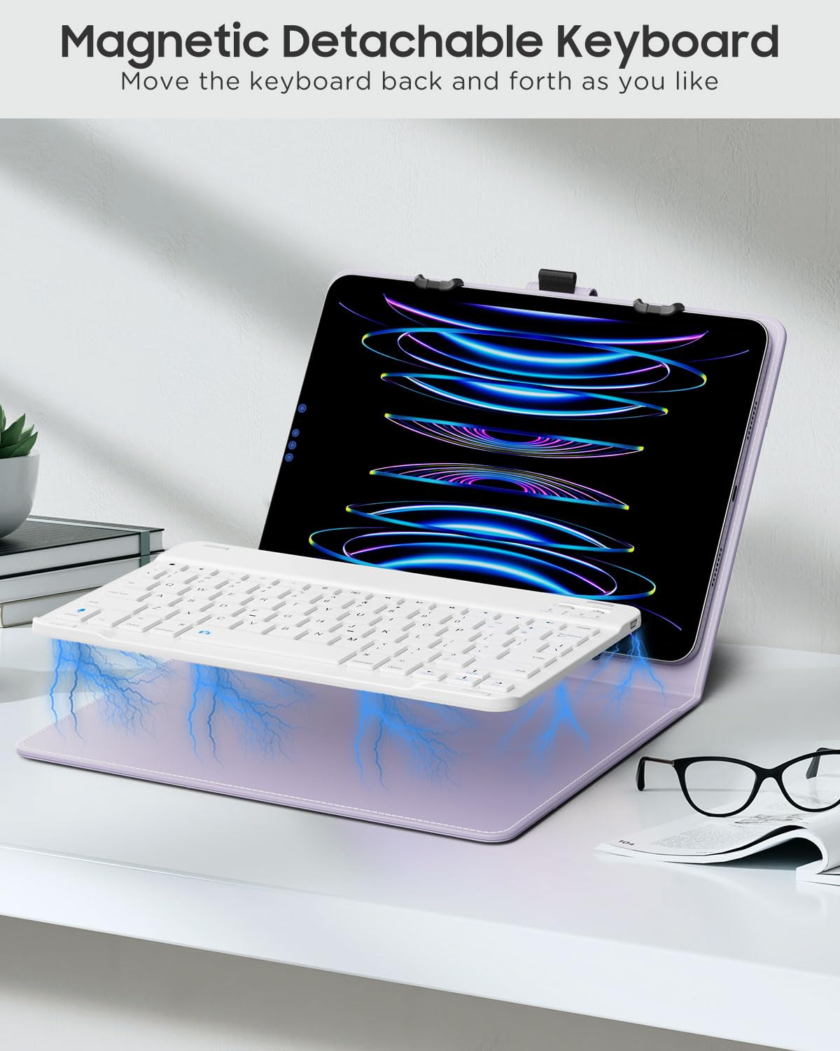 Moko Universal Tablet Case With Qwerty Keyboard For 9,9.7,10.1,10.2,10.4,10.5,10.9,11 Tablet, With Removable Wireless Bluetooth