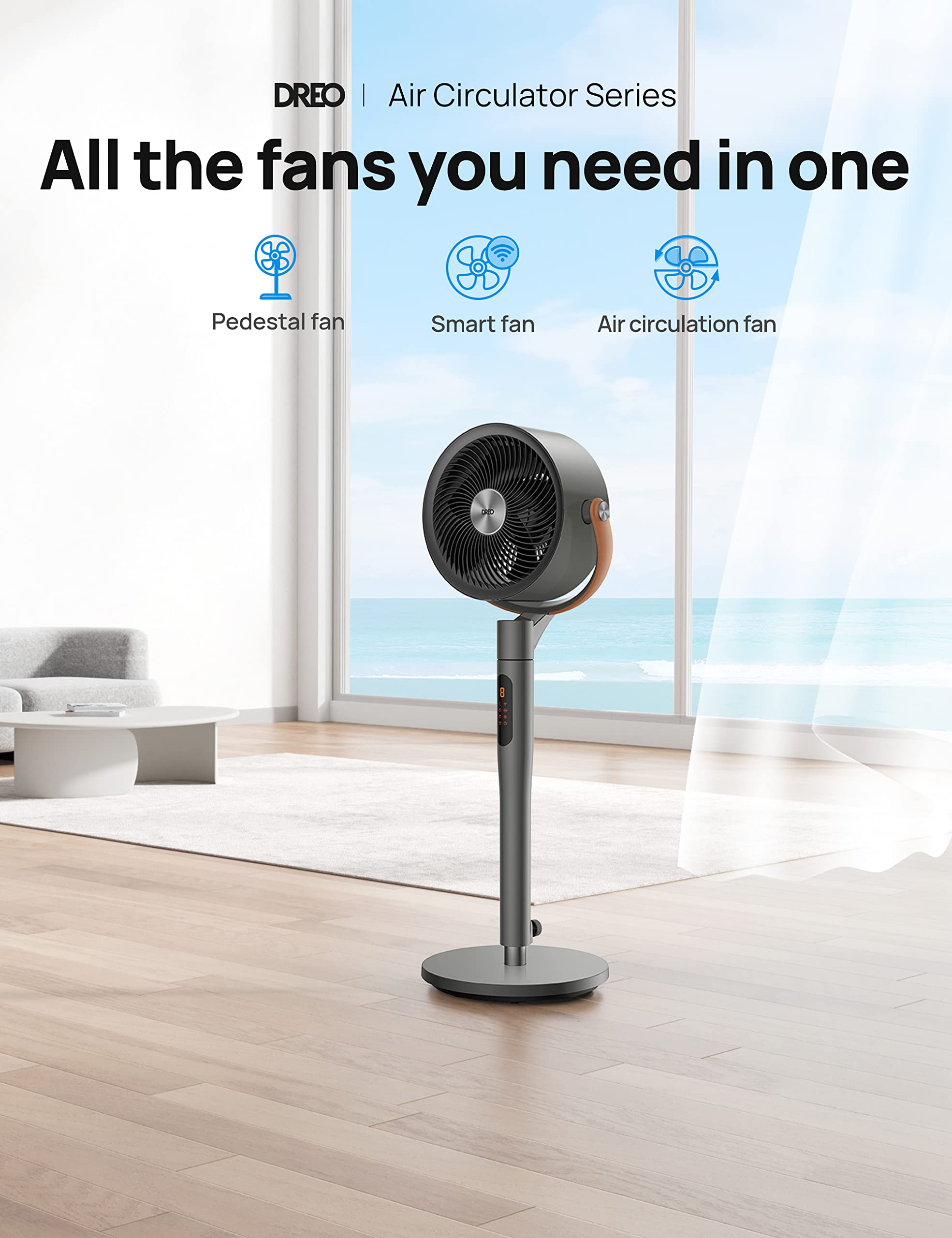 Dreo Smart Fan For Bedroom, Pedestal Fan With Wifi/Voice Control, Works With Alexa/Google, 105