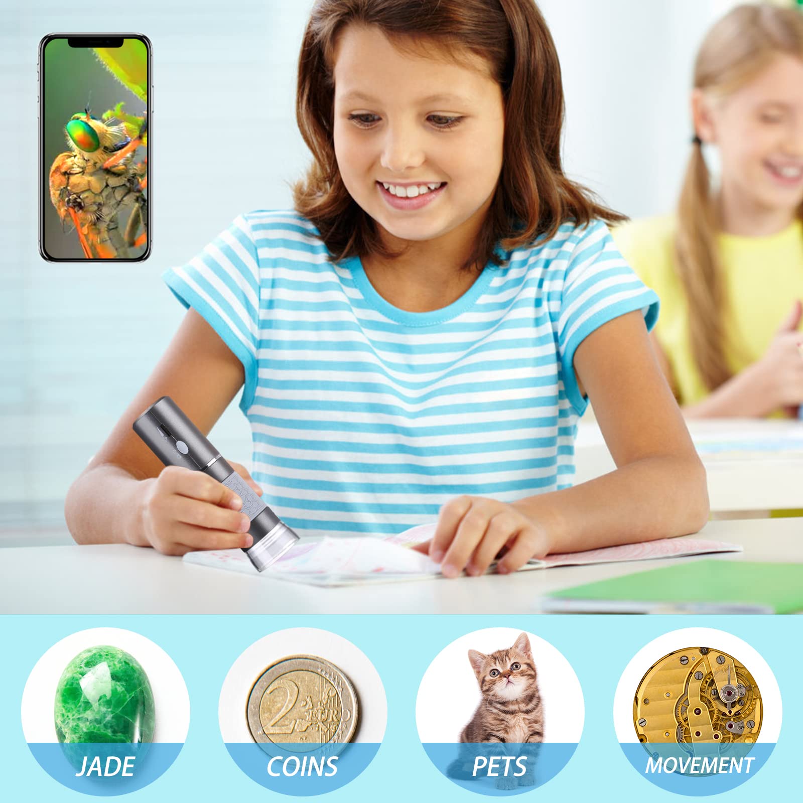 Cainda Hd 4K 3840X2160P Wifi Digital Microscope Camera For Iphone Android Phone And Windows Mac Pc, Wireless Handheld Microscope