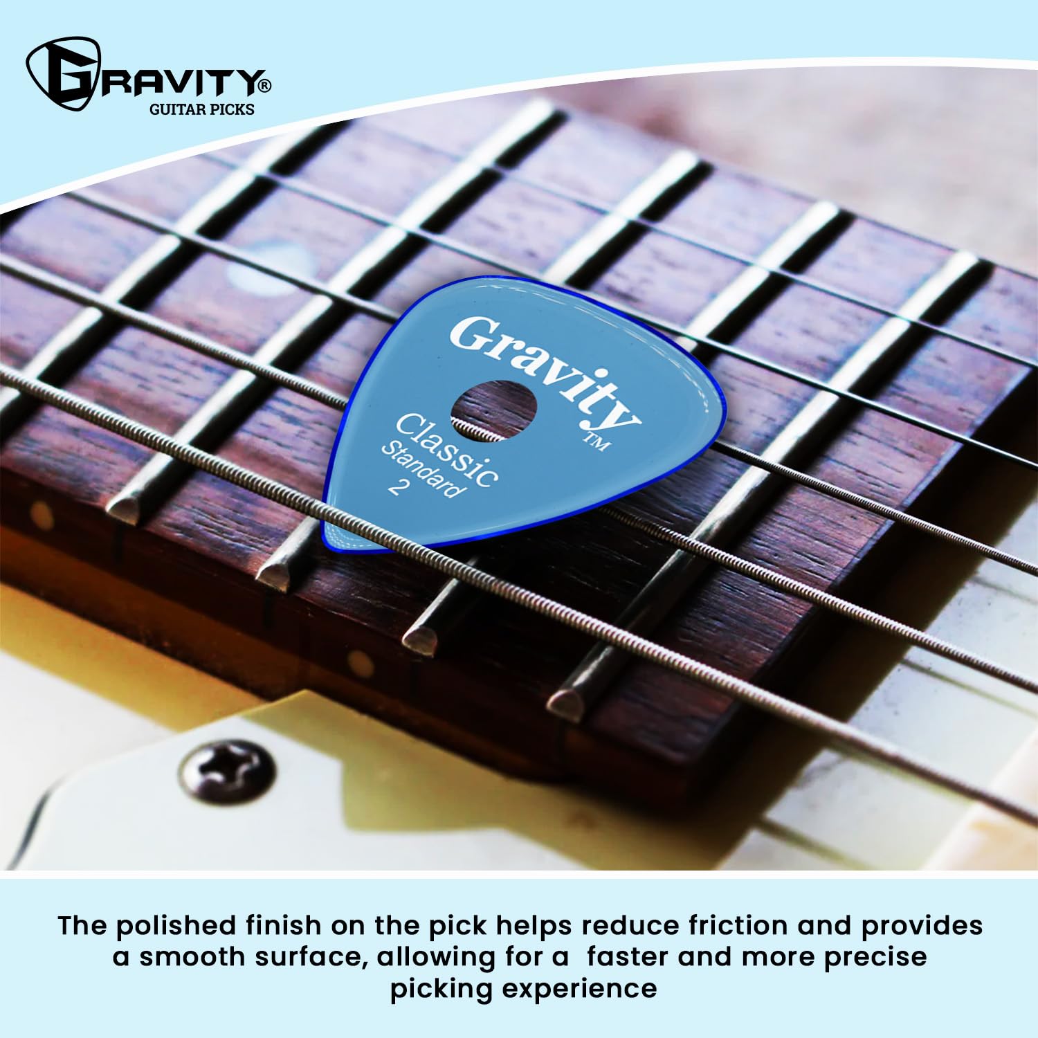 Gravity Picks Classic Guitar Pick   2.0Mm Blue   Polished W/Round Grip Hole