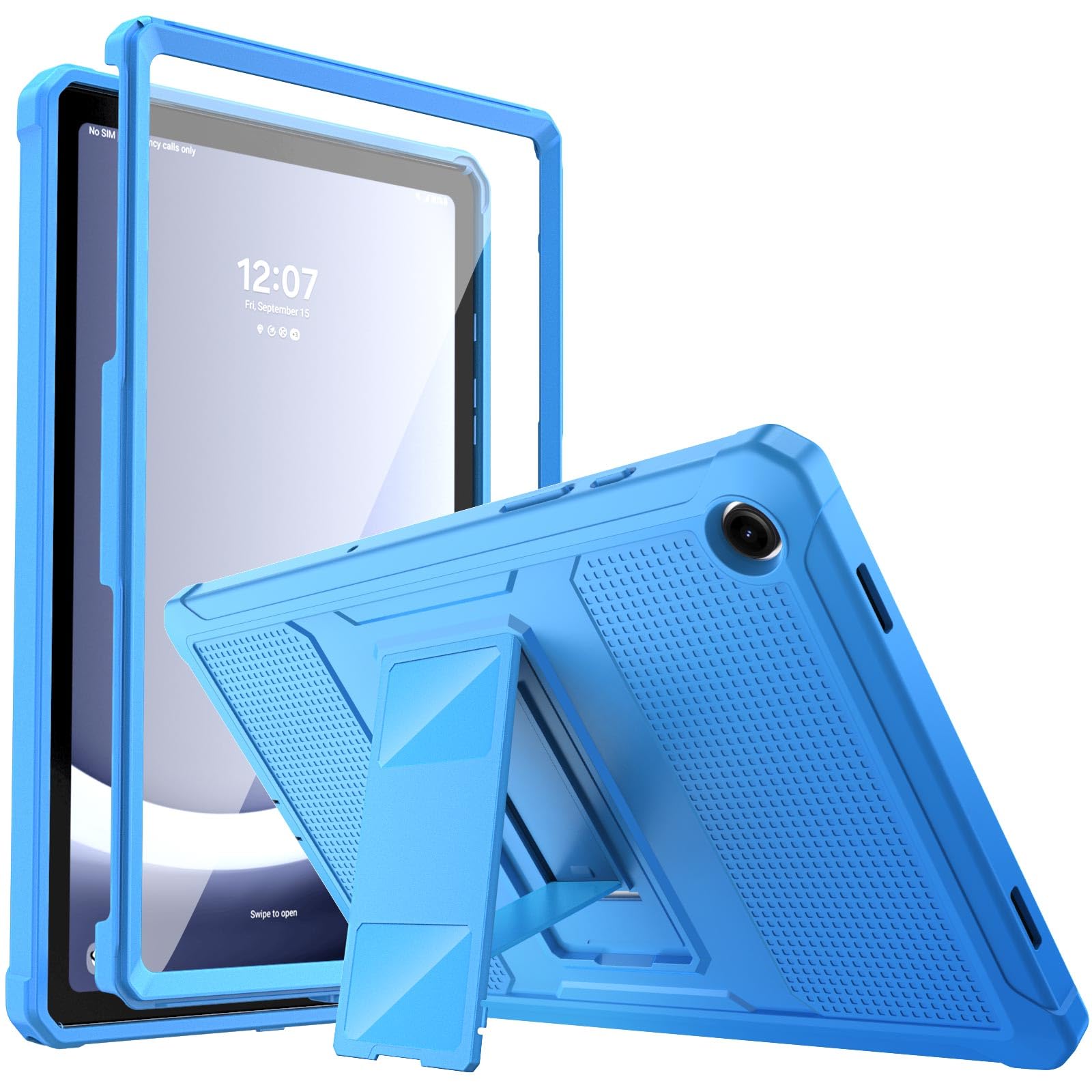 MoKo Case Fit Galaxy Tab A9 Plus 11 Inch 2023 (SM X210/X216/X218), Shockproof Full Body Rugged Stand Back Cover Built in Screen Protector Fit Galaxy Tab A9+ 11' 2023, Blue Wave