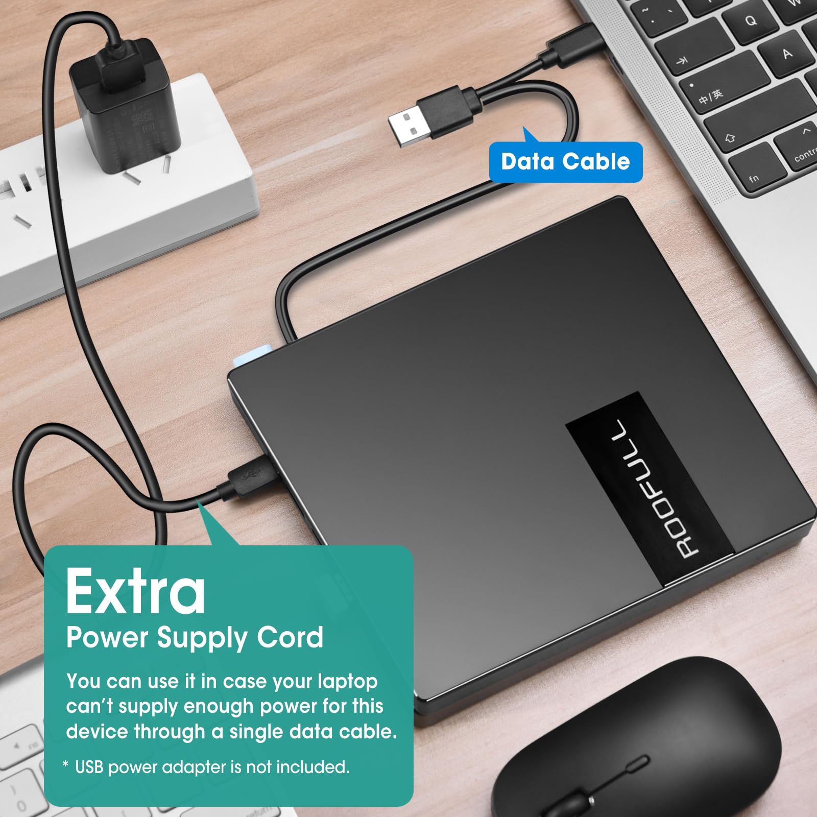 Roofull External Cd Dvd Drive Usb 3.0 Usb C With 4*Usb Ports And Sd/Tf Card Slot, Portable Cd Dvd Player Burner Optical Disc Rom