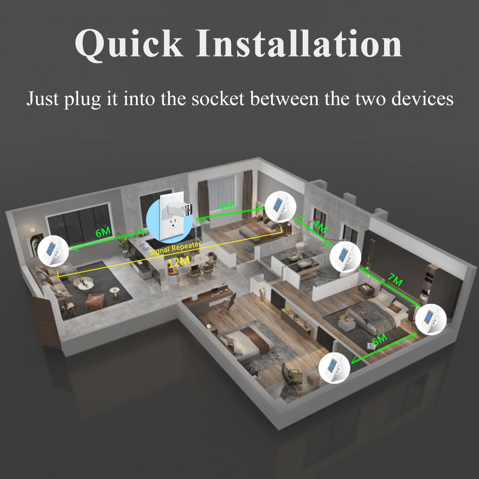 Lanbon L8 Hrp Mesh Wifi Extender Only For Smart Living L8 Series Smart Switch, 2.4Ghz Wifi Repeater 10M Signal Booster No Lag &