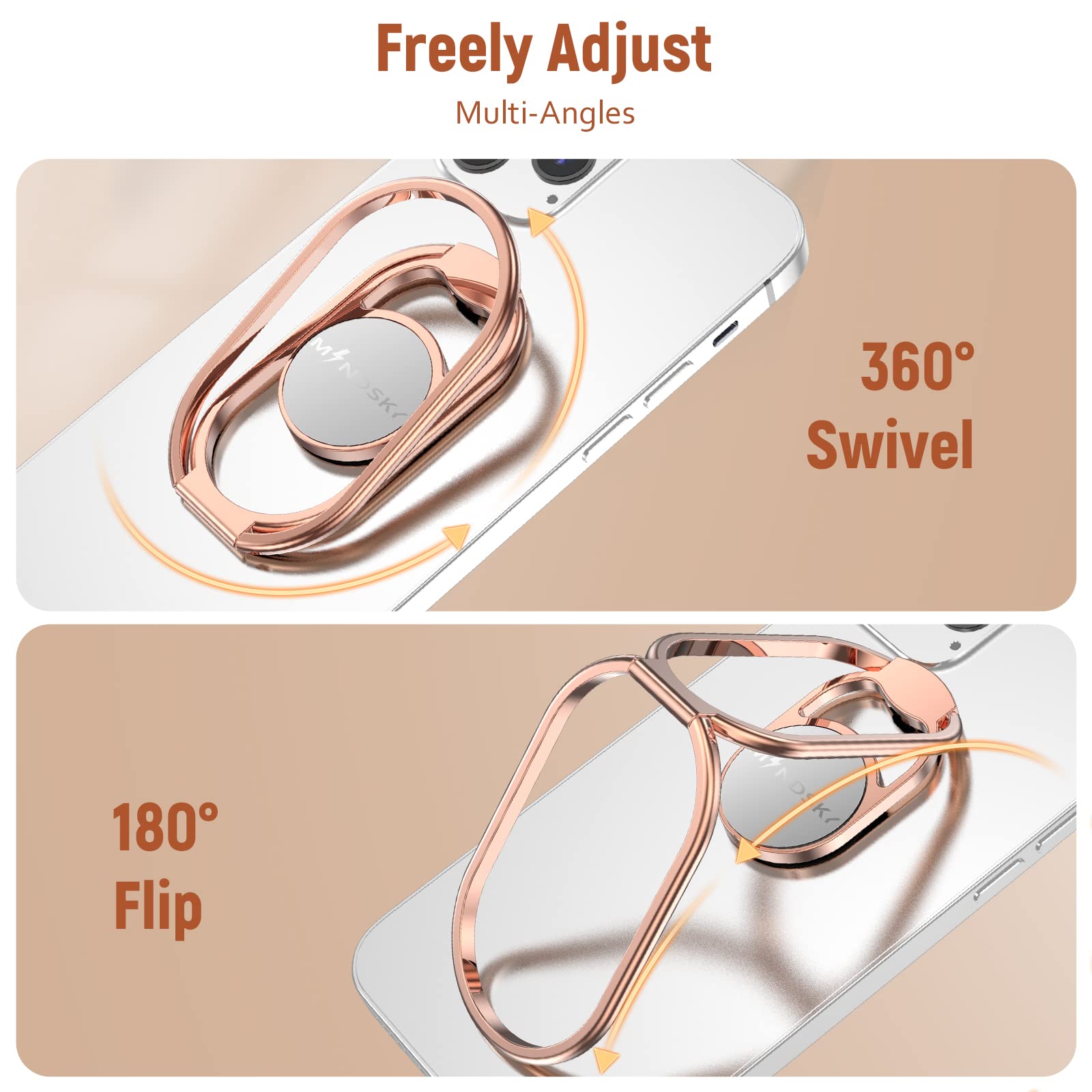 Phone Ring Holder Grip-With Car Magnetic Phone Mount Metal Phone Ring Finger Kickstand Cell Phone Grip Compatible With Iphone Ip