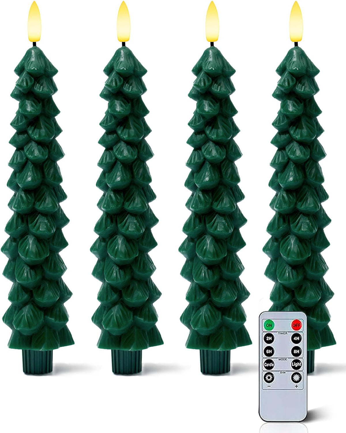 Stmarry 4 Pack Christmas Tree Candles With Remote, 9.65 Inch Real Wax Flameless Taper Candles, Led Candles Battery Operated With