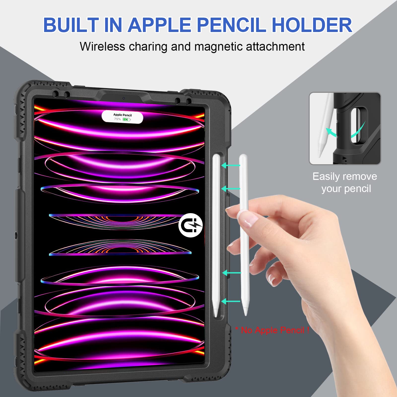 Supfives Case For Ipad Pro 12.9 2022 6Th Generation: Upgraded Military Grade Shockproof Protective Silicone Cover For Ipad 12.9