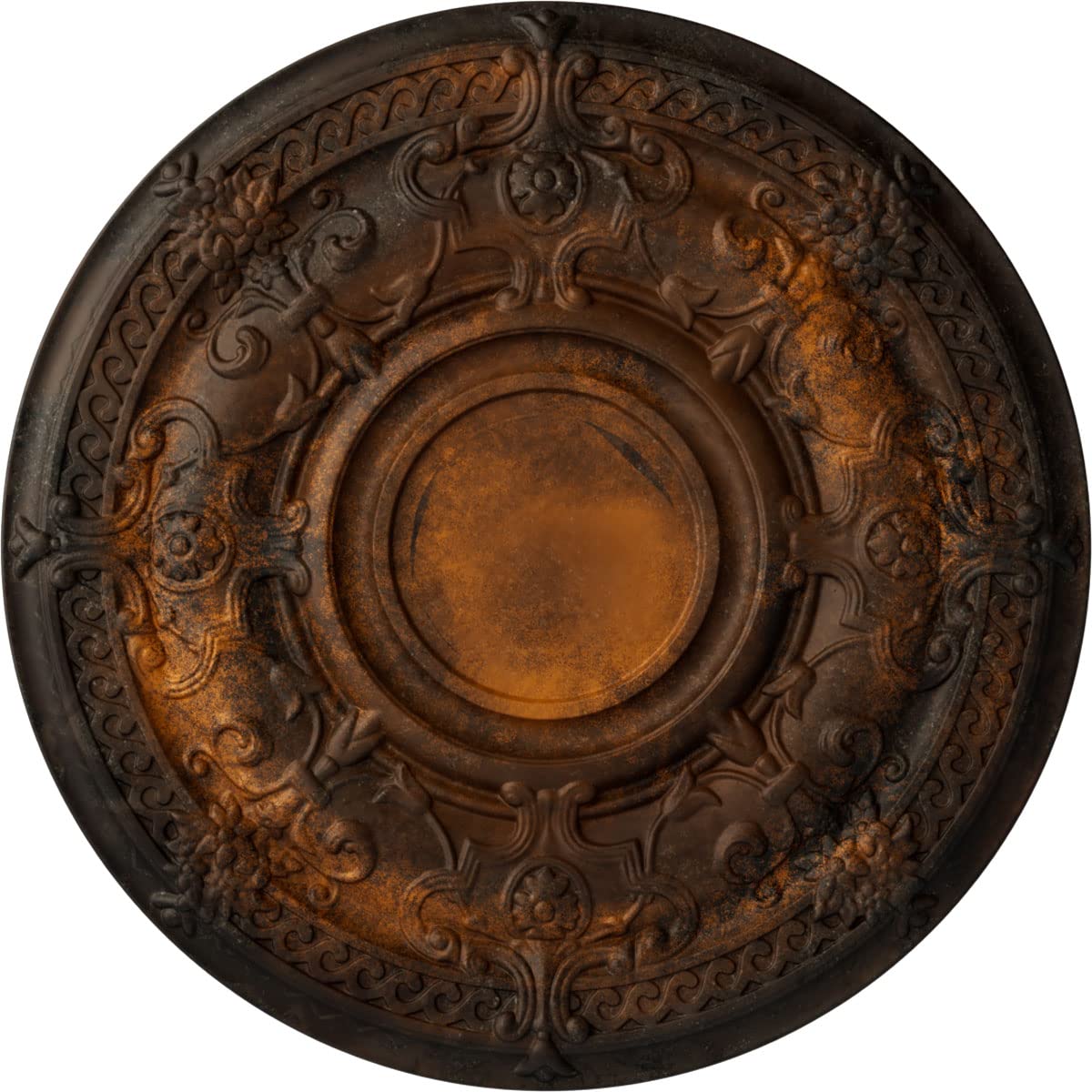 Ekena Millwork Cm33Darus Dauphine Ceiling Medallion, 33 7/8''Od X 1 3/8''P (Fits Canopies Up To 13 1/4''), Hand Painted Rust