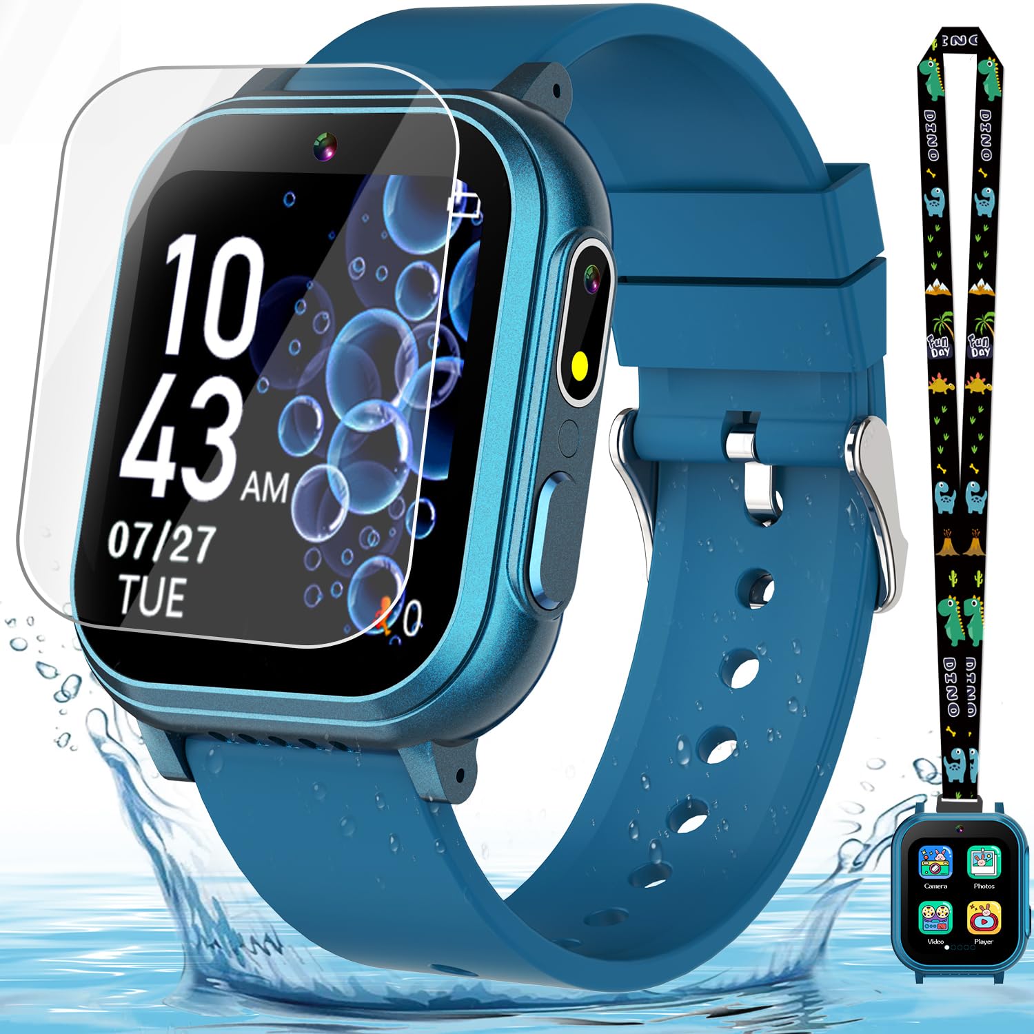 Waterproof Smart Watch For Kids Boys Age 5-12 With 32 Games, Dual Camera, Habit Tracking, Music Player, Video, Hd Touchscreen Ki