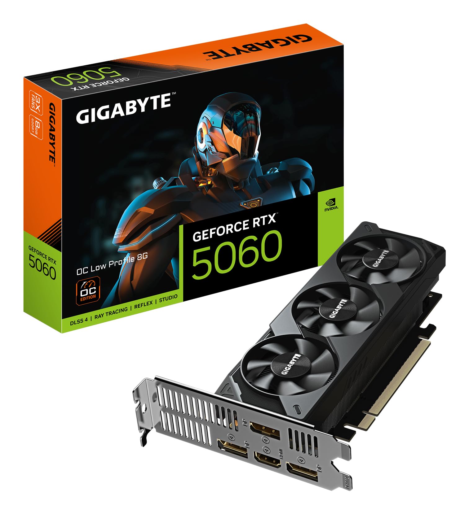 Gigabyte GeForce RTX 5060 OC Low Profile 8G Graphics Card - 8GB GDDR7, 128bit, PCI-E 5.0, 2512 MHz Core Frequency, 3 x DisplayPo