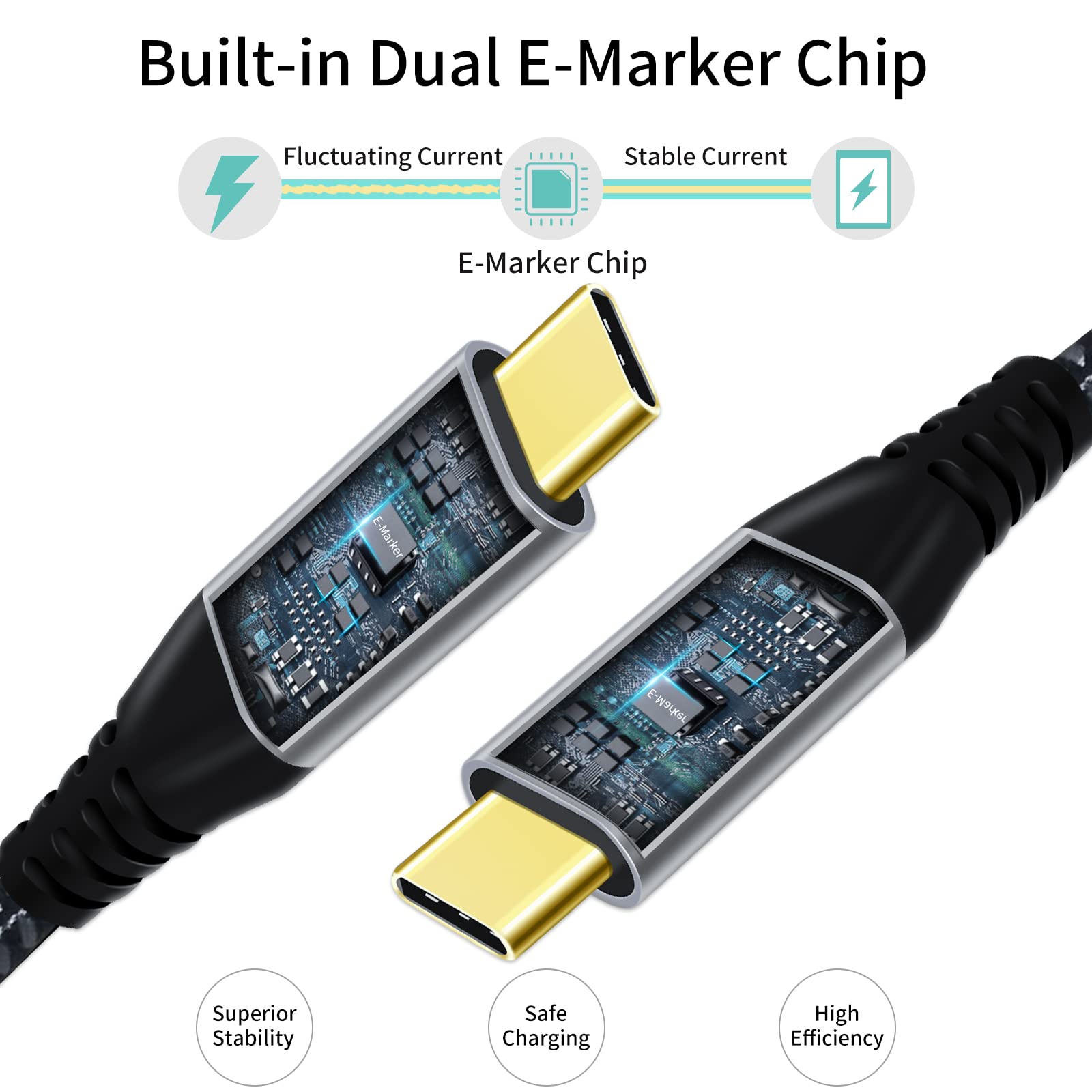 Usb C To Usb C Monitor Display Cable 6Ft, 20Gbps Data Transfer 100W Fast Charge 4K Video Output Usb3.2 Gen 2�2 Cable For Macbook, Ipad, Iphone 15 Pro/Max, Samsung S21, Dell Xps, Portable Monitor