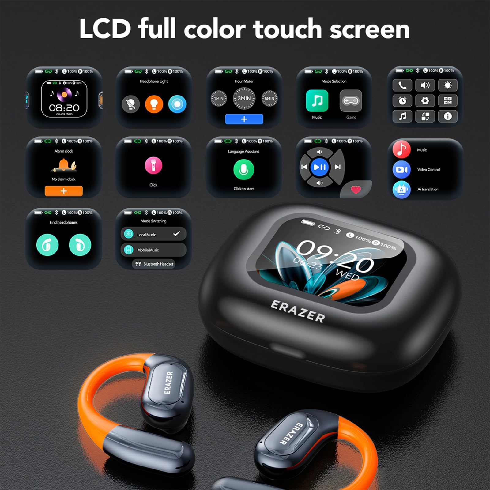 Ai Translation Earbuds Real Time, Ows Real-Time Translator Earbuds For 134 Languages Lcd Touch Screen, Two Way Translation Headp