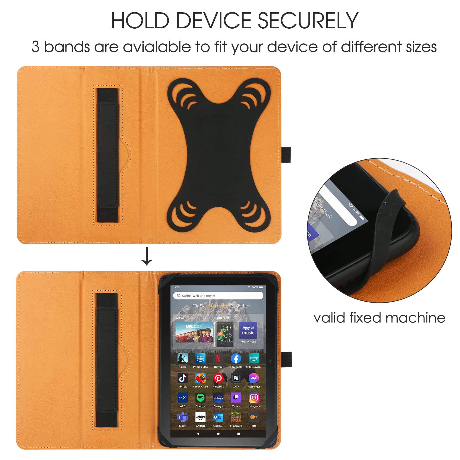 Hgwalp Universal Case For 7 Inch 8 Inch Tablet, Folio Protective Cover For 7 8 Touchscreen Tablet, With Adjustable Fixing Silico