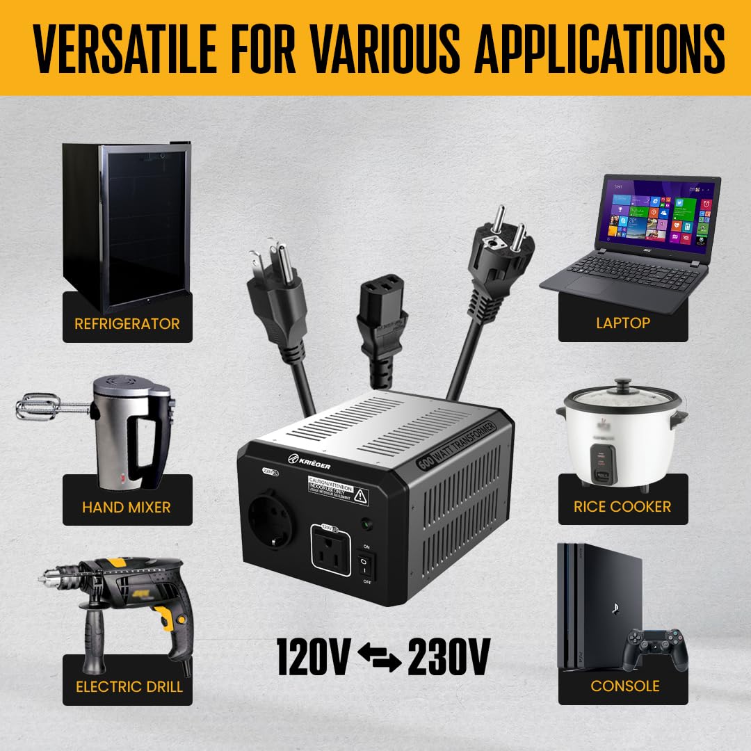 K Kri?Ger 600 Watt Voltage Transformer, 220V To 110V, 110V To 220V, Step Up Step Down Voltage Converter, Met Approved Under Ul,