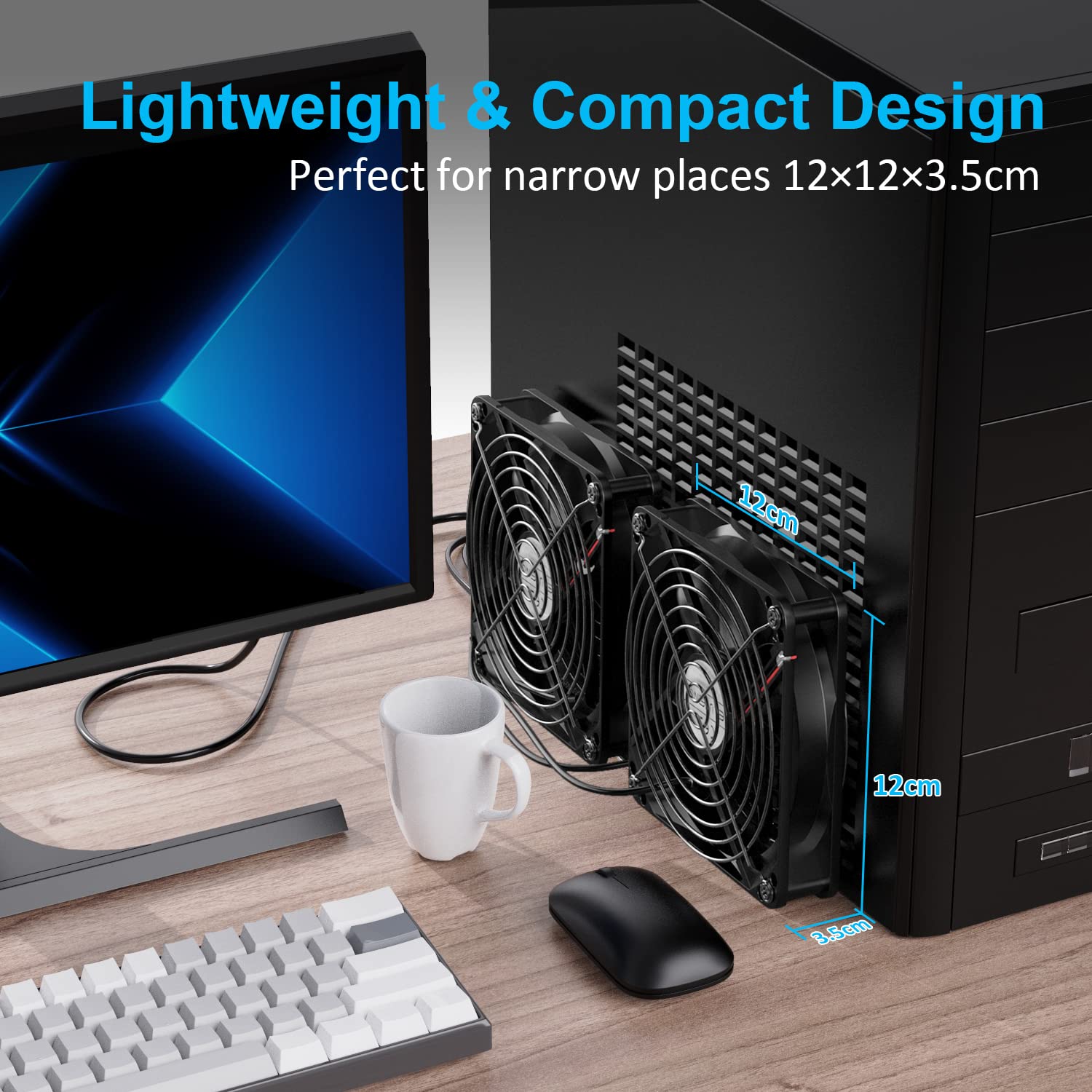 Eluteng Dual 120Mm Usb Fan With 3 Speeds 5V Ventilator Fan Portable Cooling Fan Rechargeable Compatible For Laptop Receiver Dvr